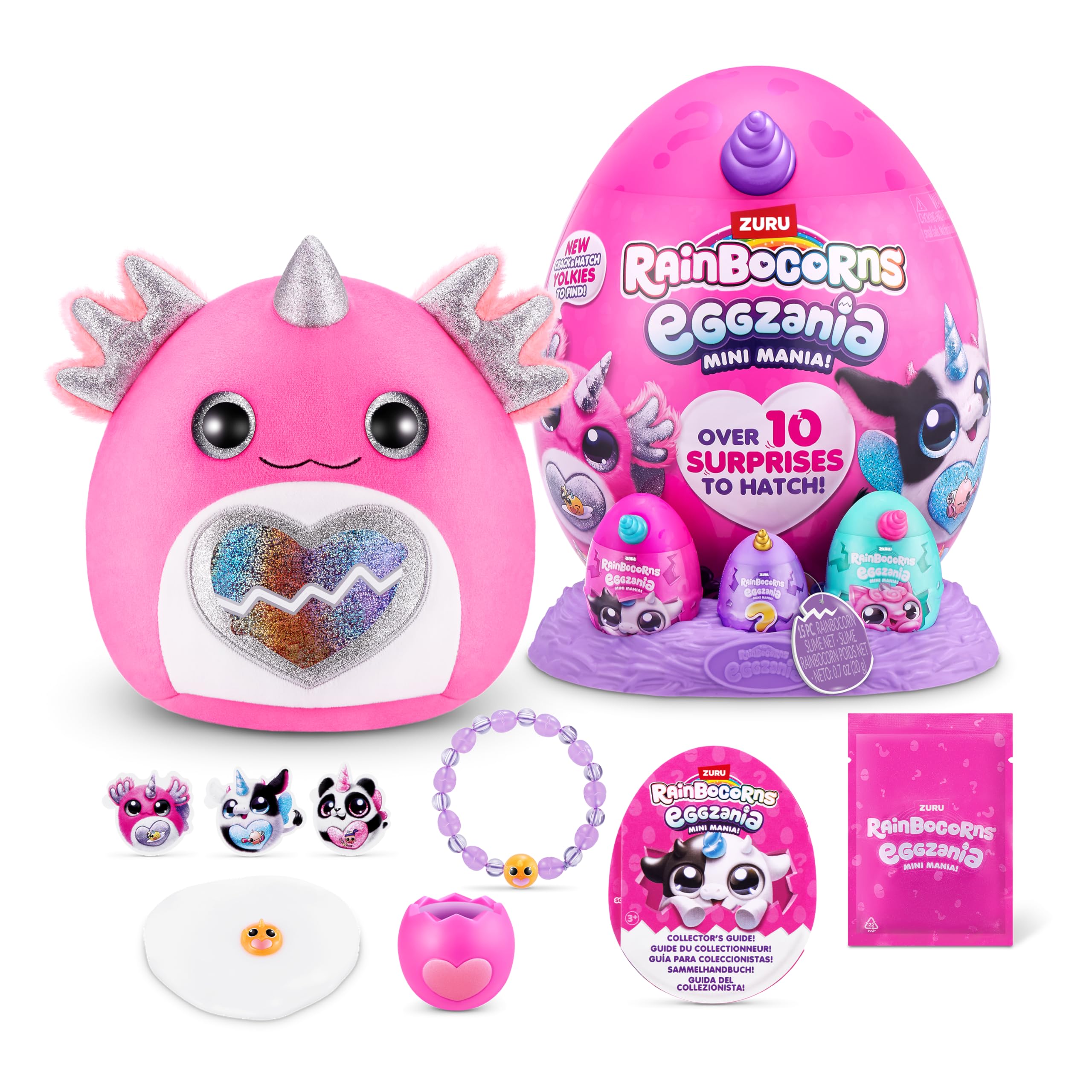 Rainbocorns ZURU Eggzania Mini Mania - Axolotl Plush Surprise Unbox, 10 Surprises, Collectible Playset for Kids 1