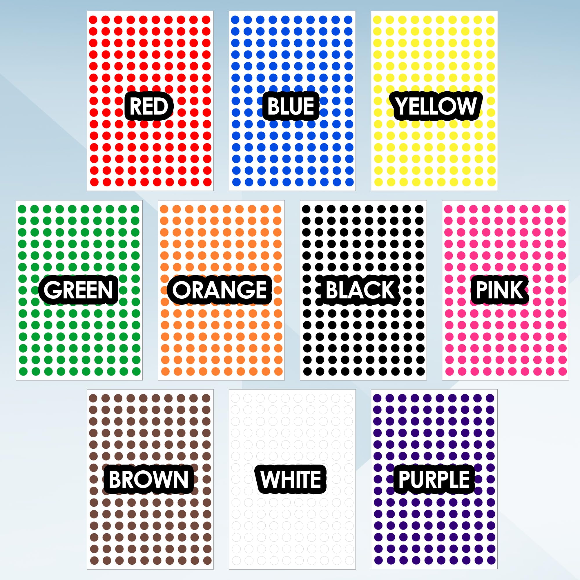 iSOUL Colour-coding Labels - 3000 Pack Round Dot Stickers | 10 Assorted Colours | 10mm 2