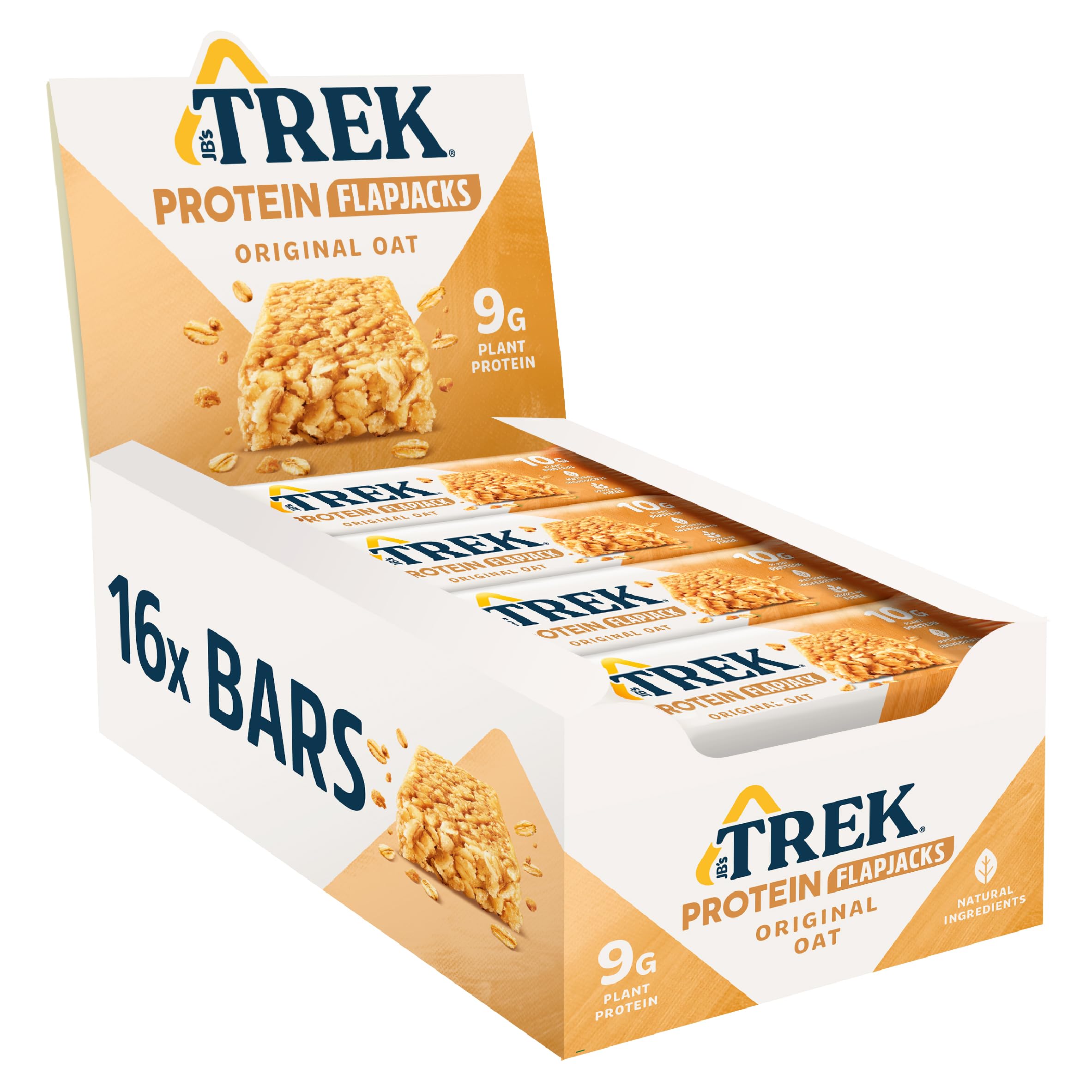 JB's TREK High Protein Flapjack Original Oat - Gluten Free, Plant Based Protein Snack | 16 x 50g Bars 1