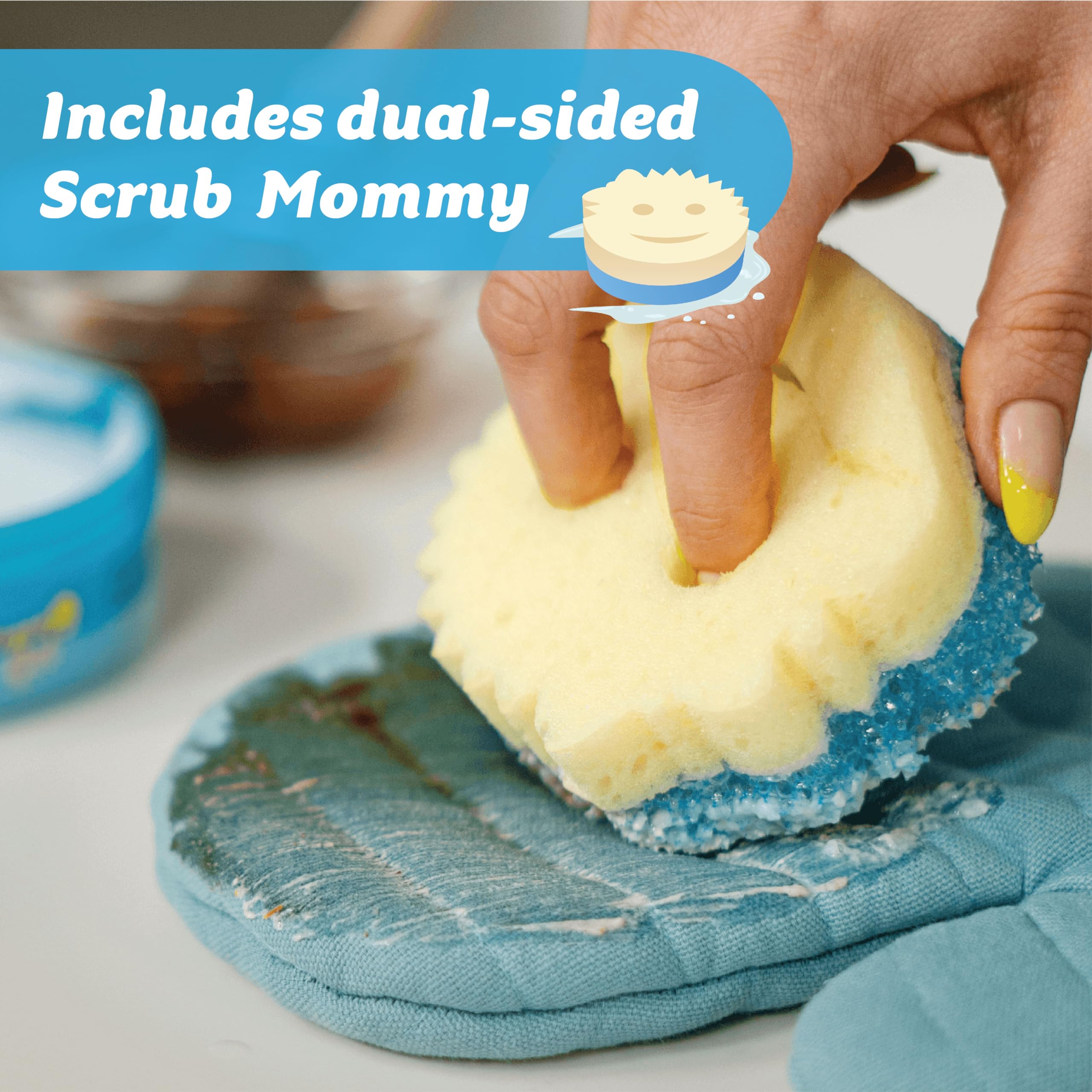 Scrub Daddy Powerase Gel Stain Remover with Blue Scrub Mommy Sponge | Heavy Duty | Fresh Scent 4