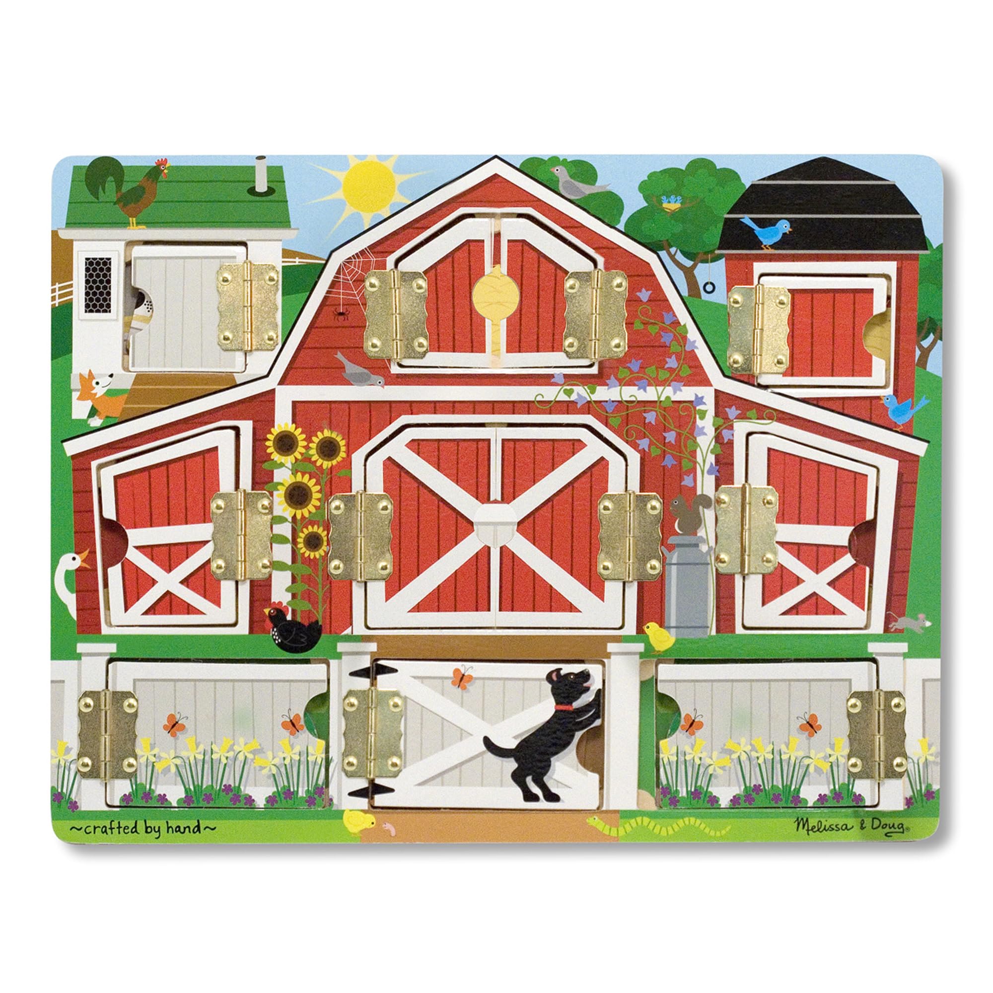 Melissa & Doug Hide and Seek Farm Wooden Activity Board with 9 Animal Magnets | Ages 3+ 4