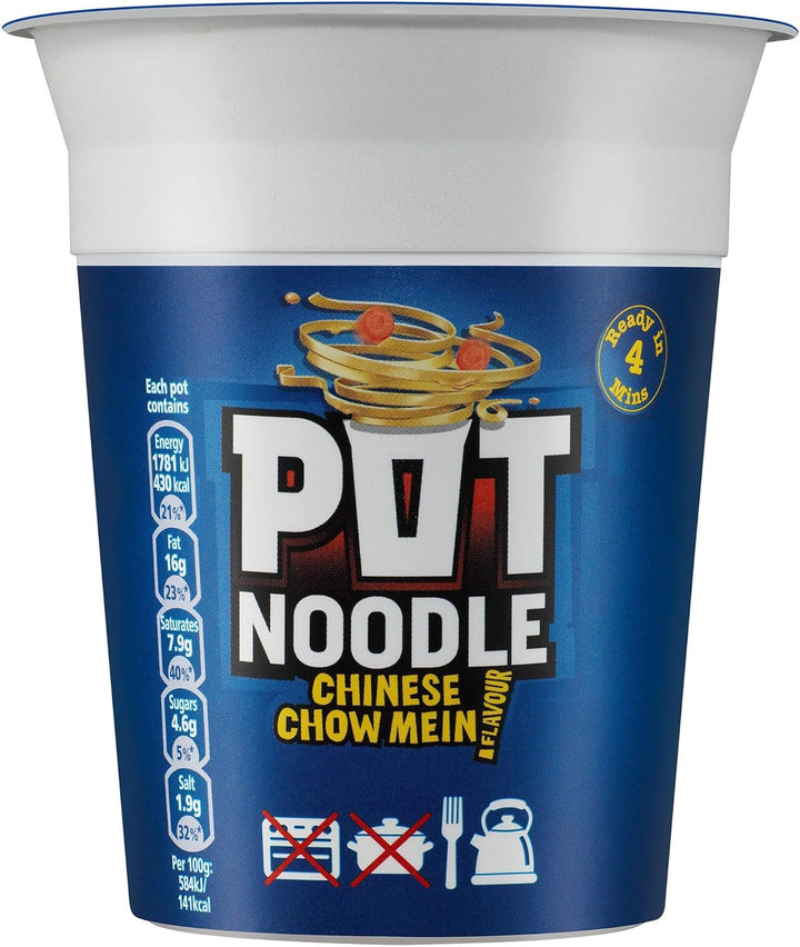 Pot Noodle Chinese Chow Mein Vegetarian Instant Noodles 12 x 90 g