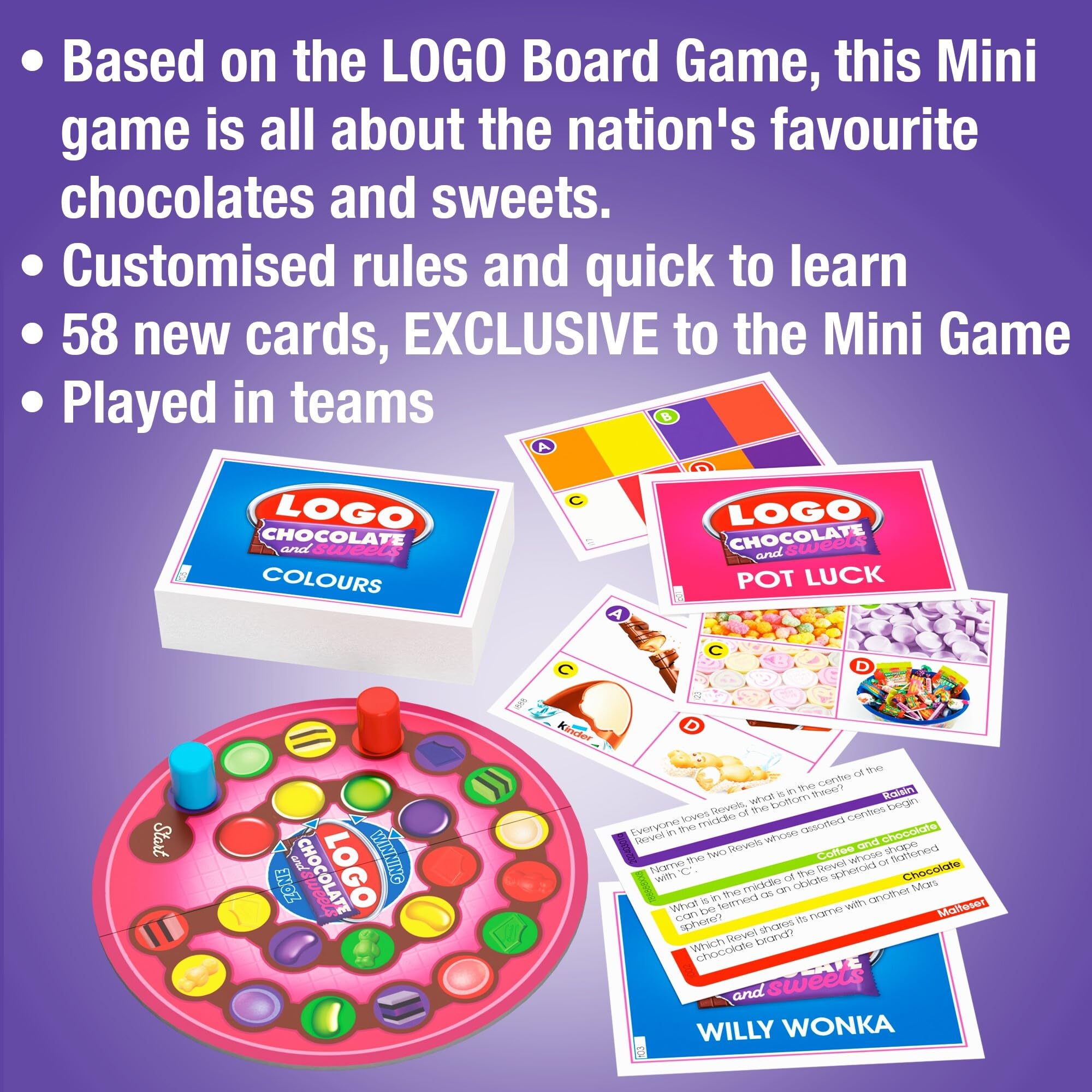 TOMY LOGO Chocolate & Sweets Mini Board Game | Trivia | 2-20 Players | Ages 8+ 2