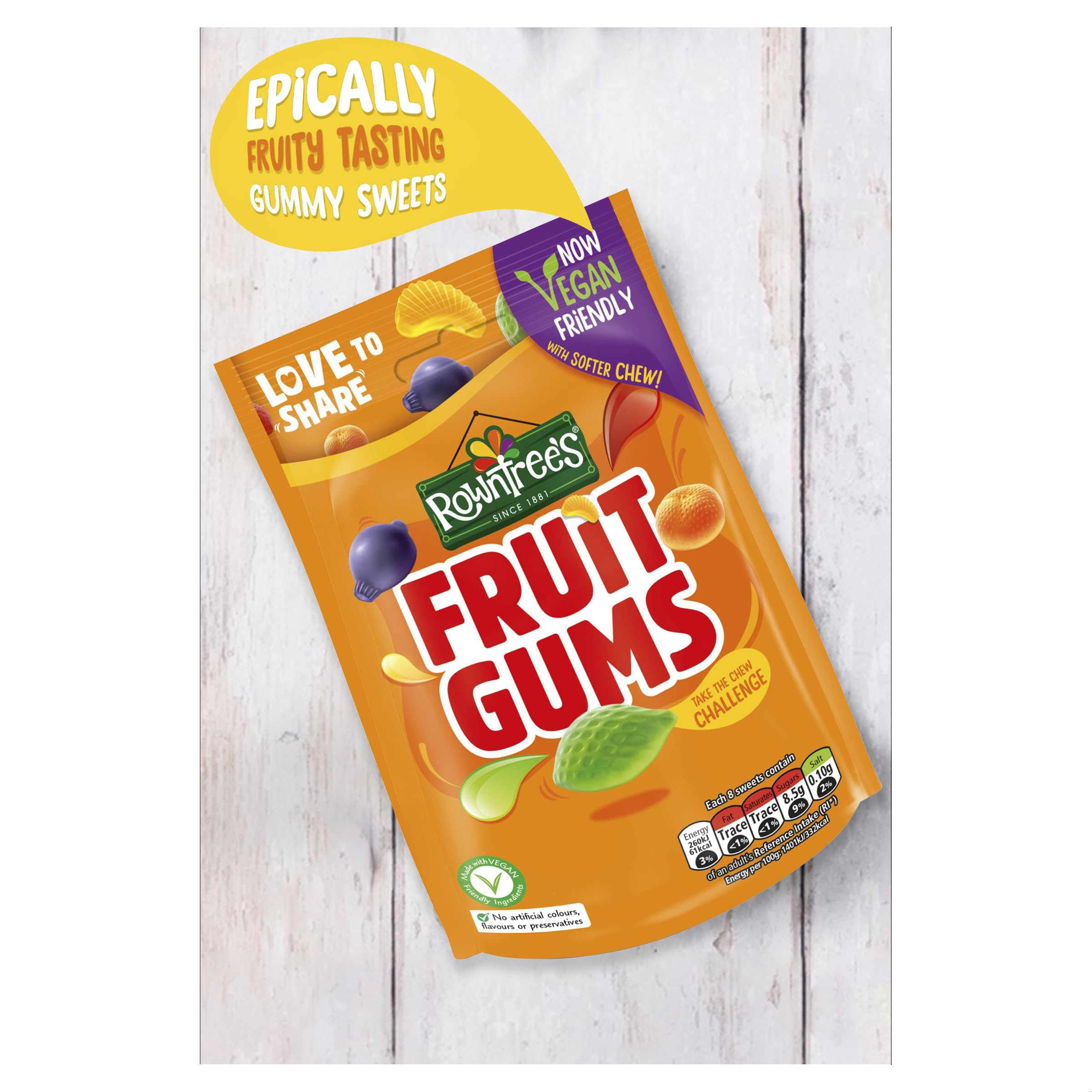 Rowntree's Fruit Gums Sweets Sharing Bags, Vegan Friendly, 10 x 150g 5