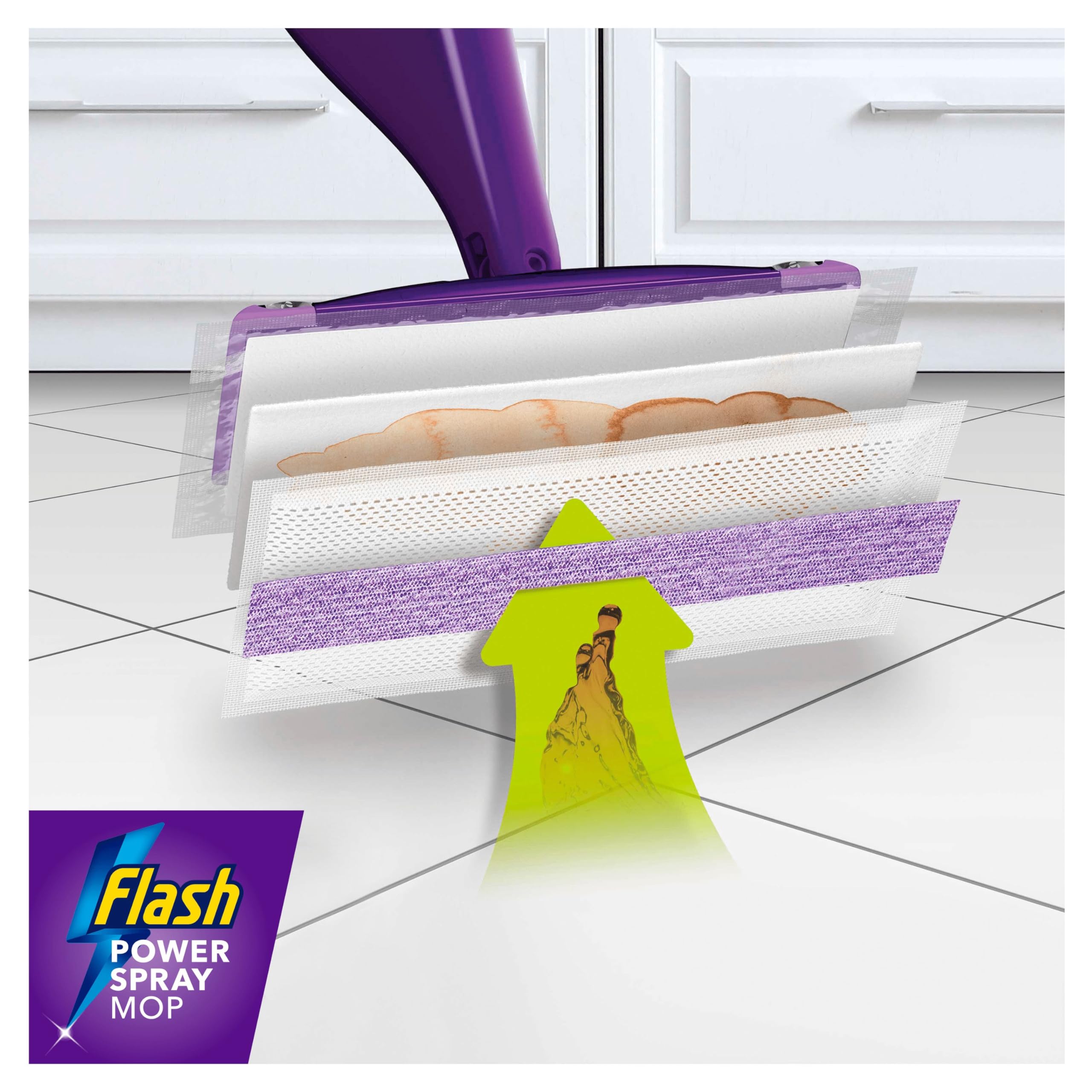 Flash Powermop Floor Cleaner Starter Kit - Spray Mop with Washable Microfiber Pad 15