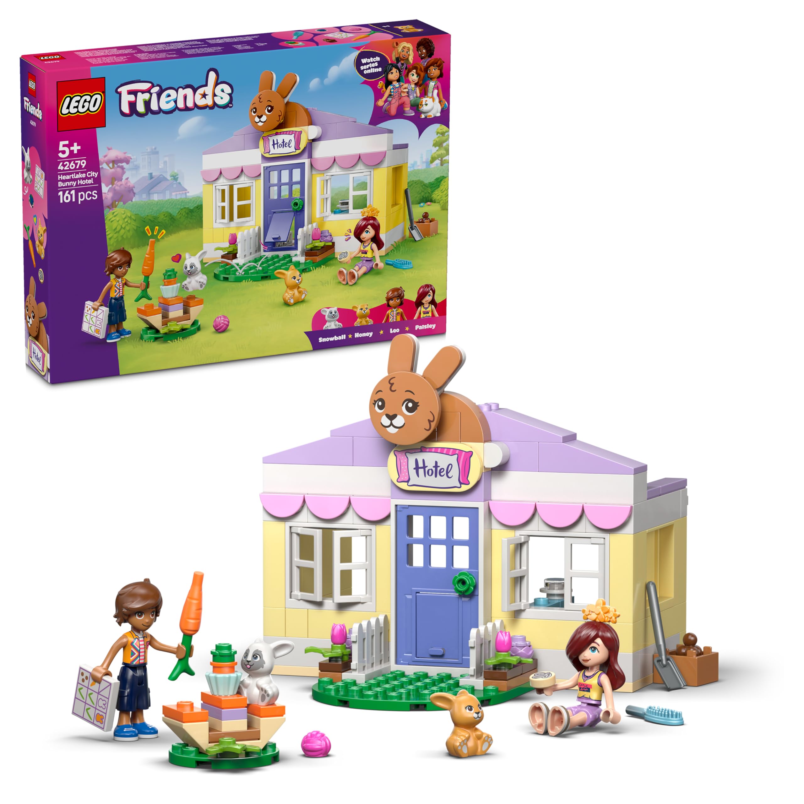 LEGO Friends Heartlake City Bunny Hotel Building Set - 2 Mini Dolls, 2 Animal Figures, Ages 5+ 1