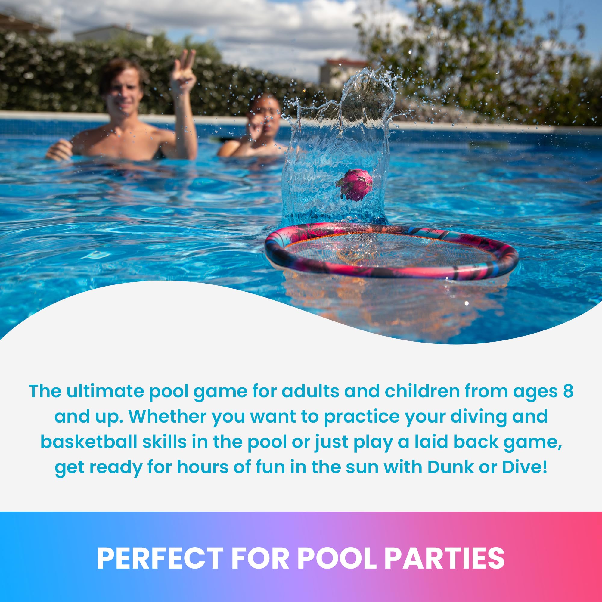 Waboba Dunk or Dive Pool Toy Toss Game - Floating Ring Net & 4 Dive Balls | Ages 8+ 4