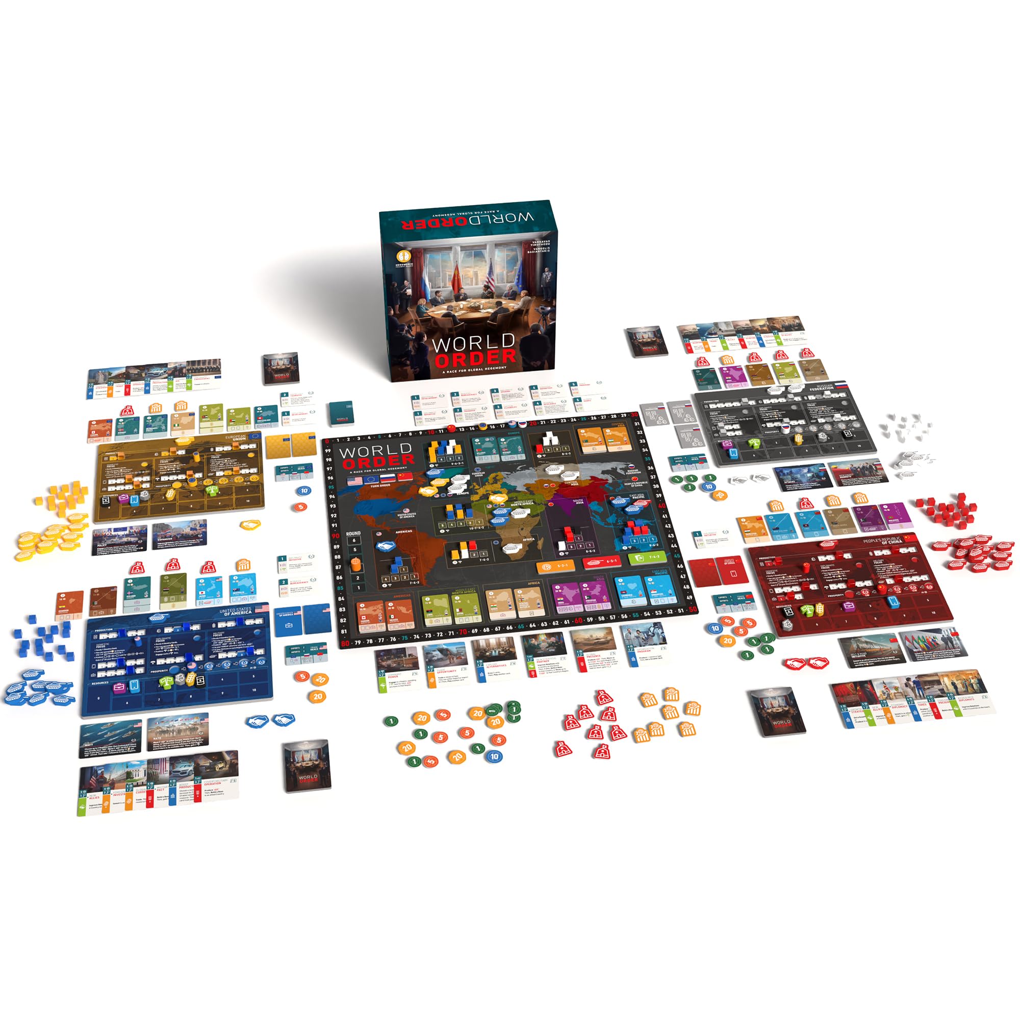 Hegemonic World Order - Geopolitics Strategic Board Game | 2-4 Players, 120-180 Min Playtime, Ages 14+
