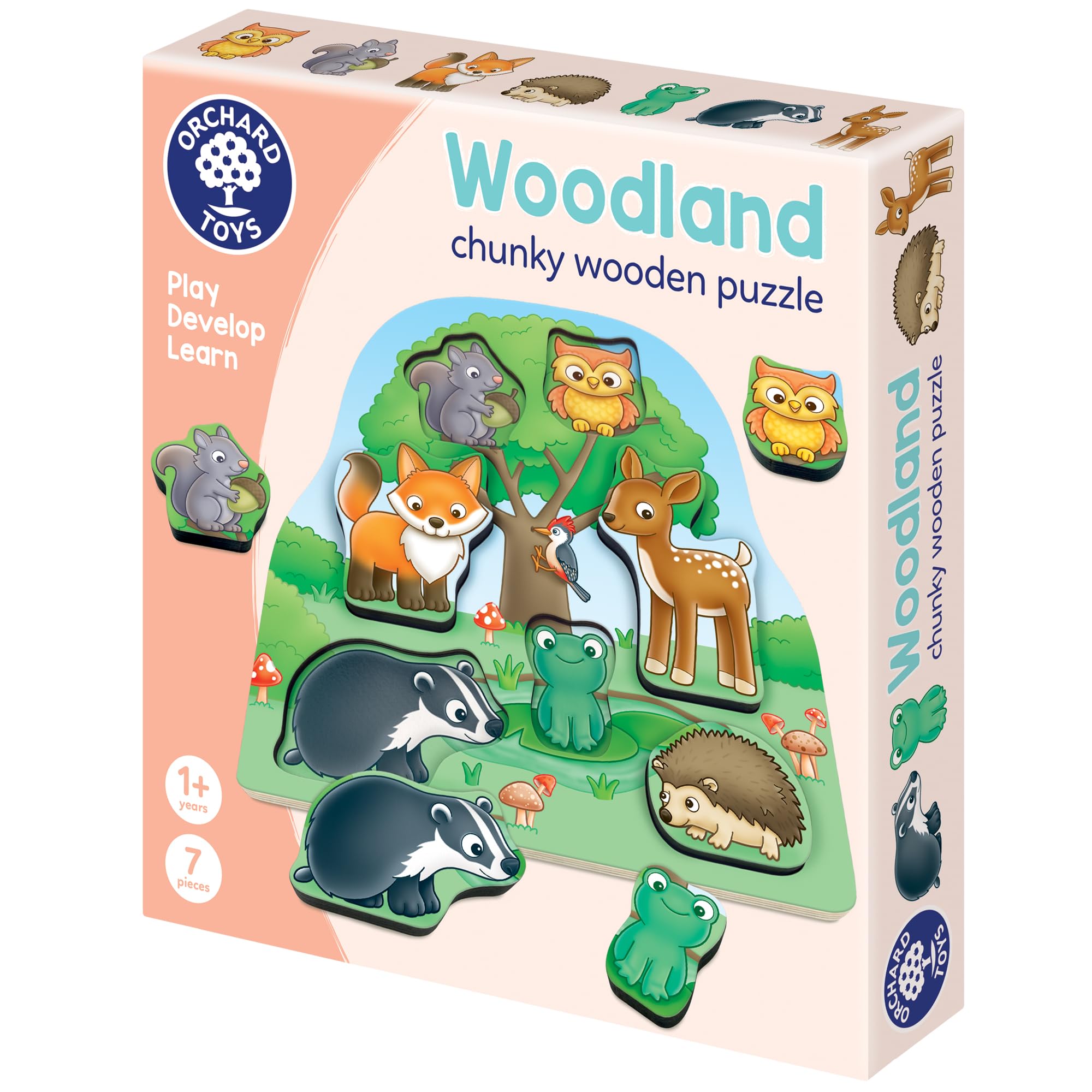 Orchard Toys Woodland Chunky Wooden Puzzle - 1+ Years | 8 Pieces | Wood 1