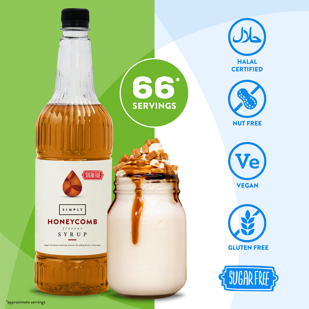Simply Sugar Free Honeycomb Syrup - Low Calorie, Vegan & Nut Free Flavoured Syrup
