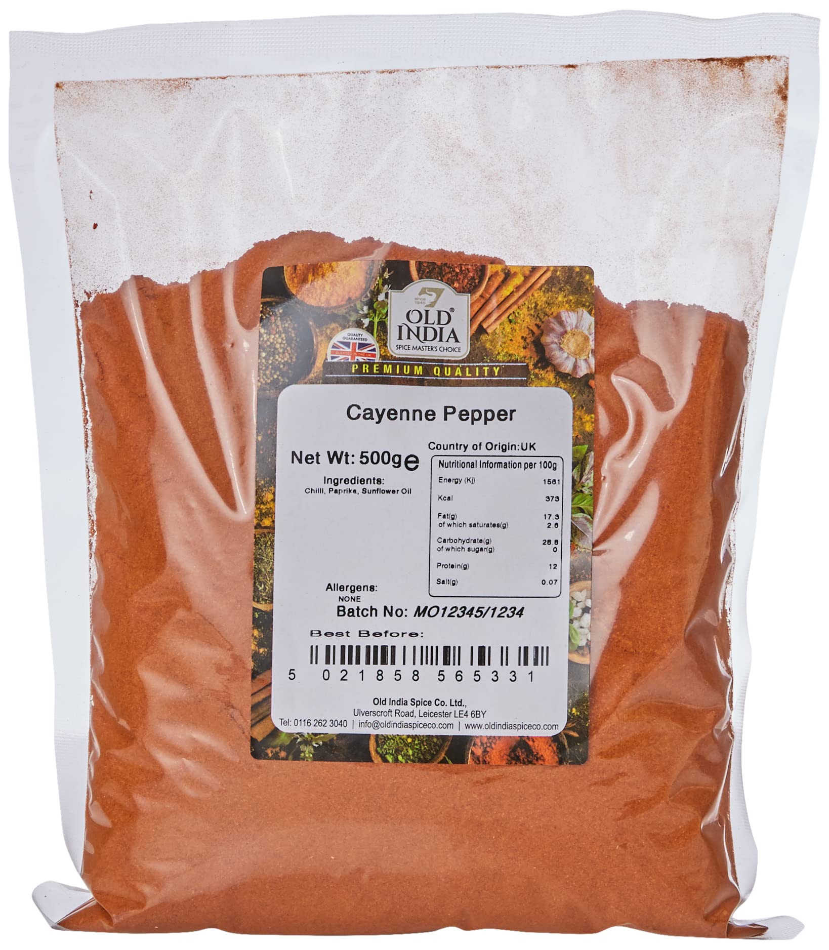 Old India Cayenne Pepper Powder - 500g Natural Additive Free Spice