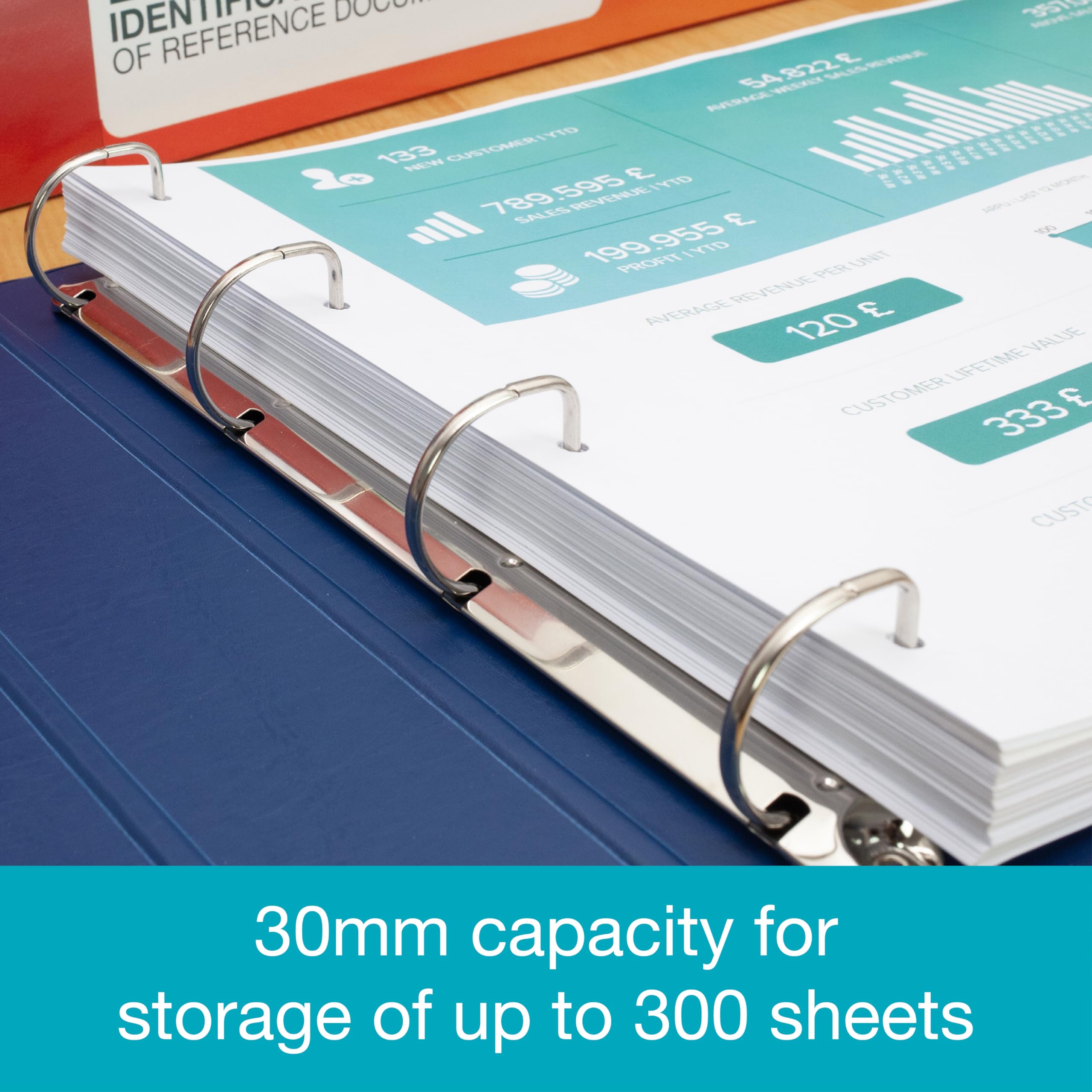 Elba A3 Landscape Padfolio Ring Binder - 4 D-Ring | 55mm Spine | 30mm Capacity | Black PVC 2