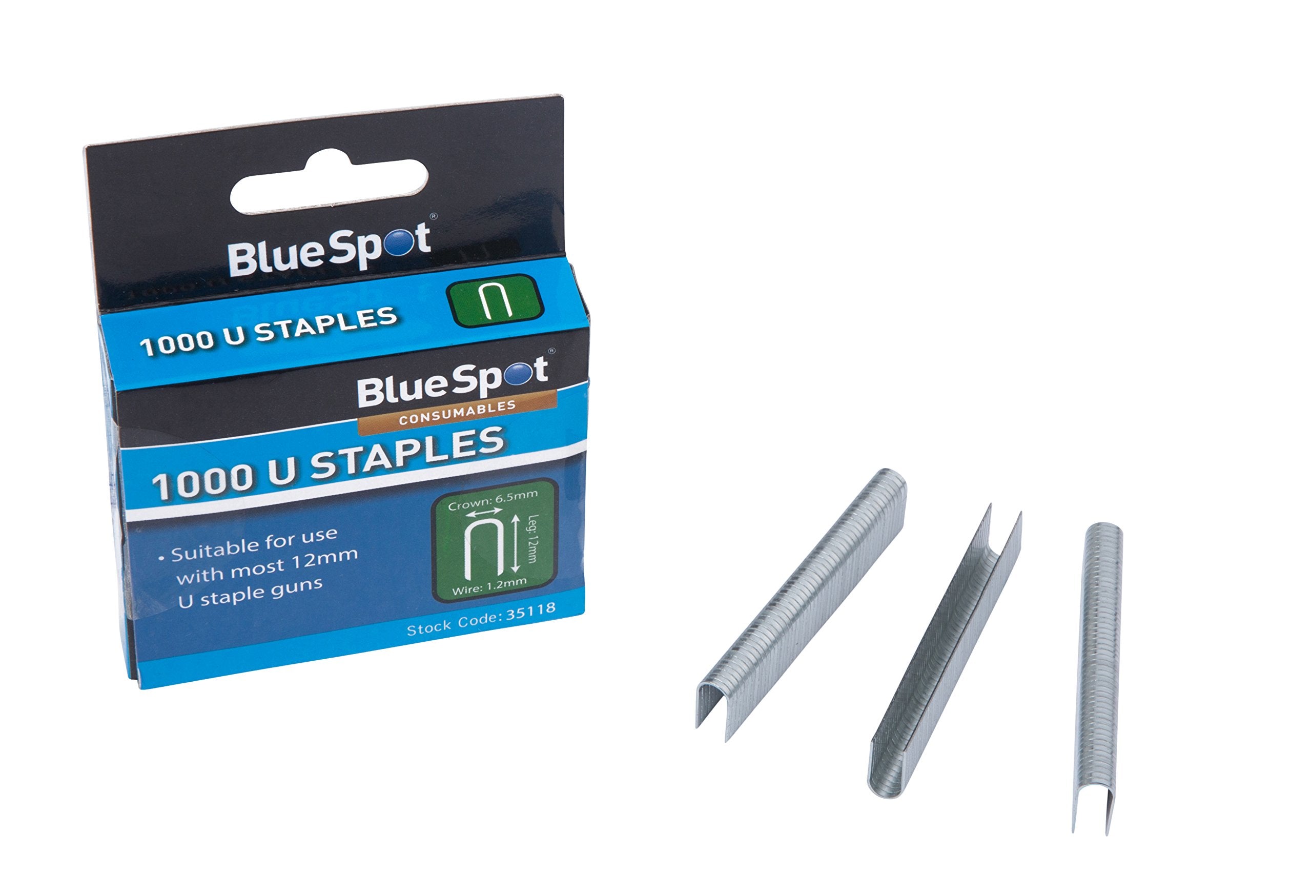 Blue Spot Tools 35118 Round Crown T25 Staples - 12mm Leg Length | 6.5mm Crown | 1000 Pack 1