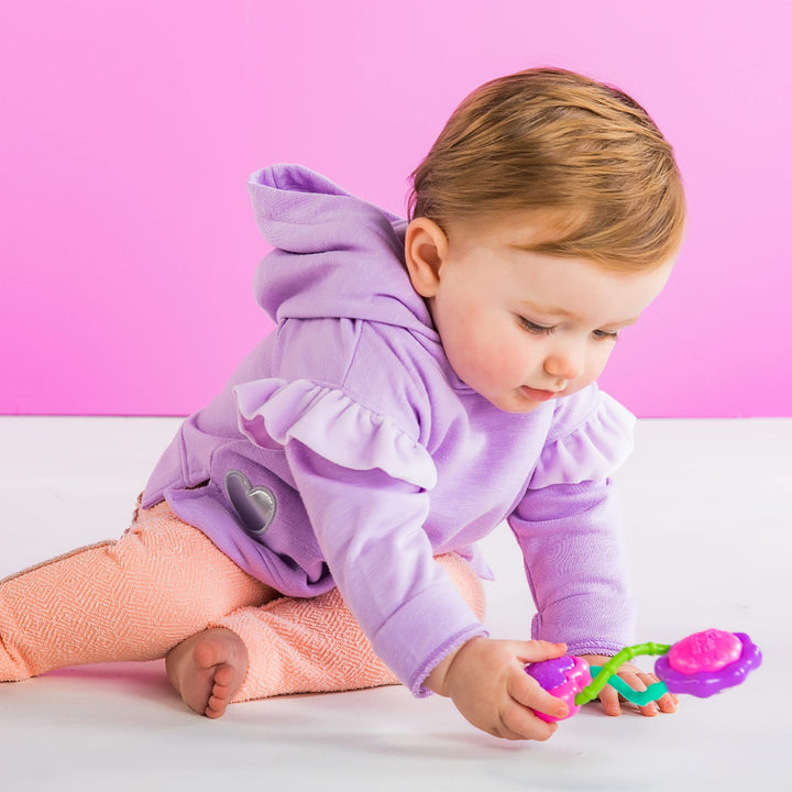 Bright Starts Rattle & Shake BPA-Free Baby Barbell Toy - Plush Handle with Mirrored Rattle, 3 Months+