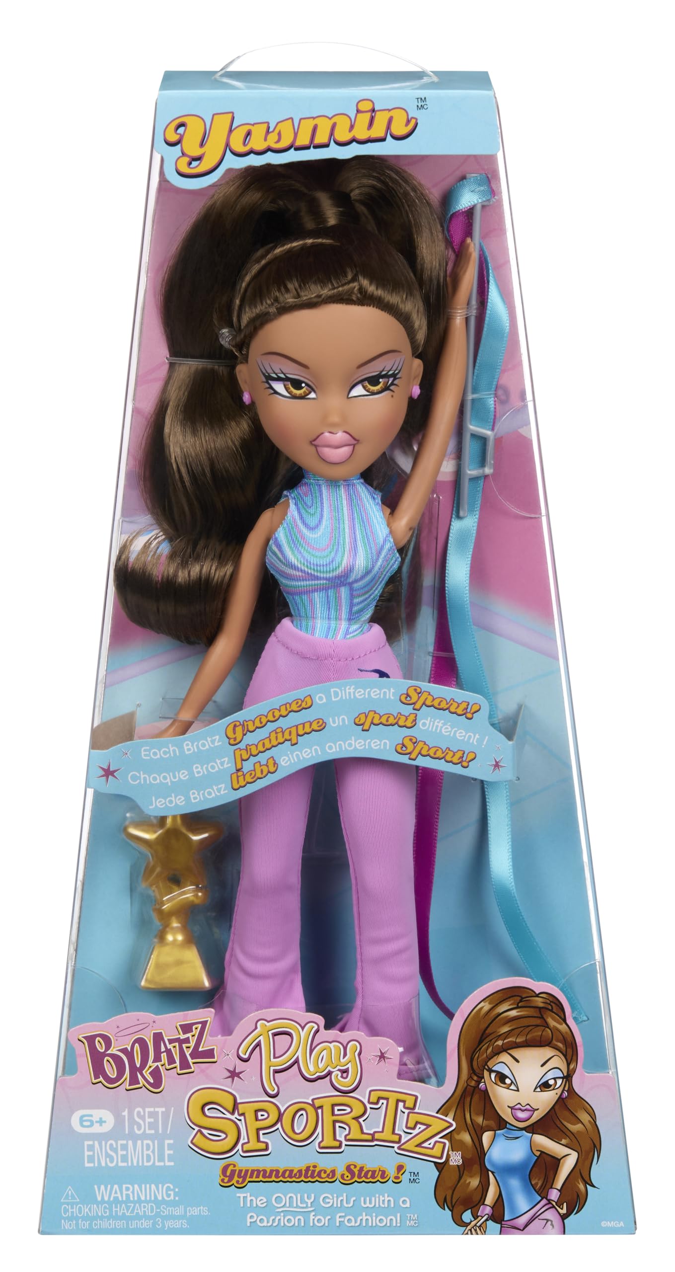 Bratz Play Sportz Yasmin Gymnastics Fashion Doll with Ribbon Accessory - Ages 3-10 1