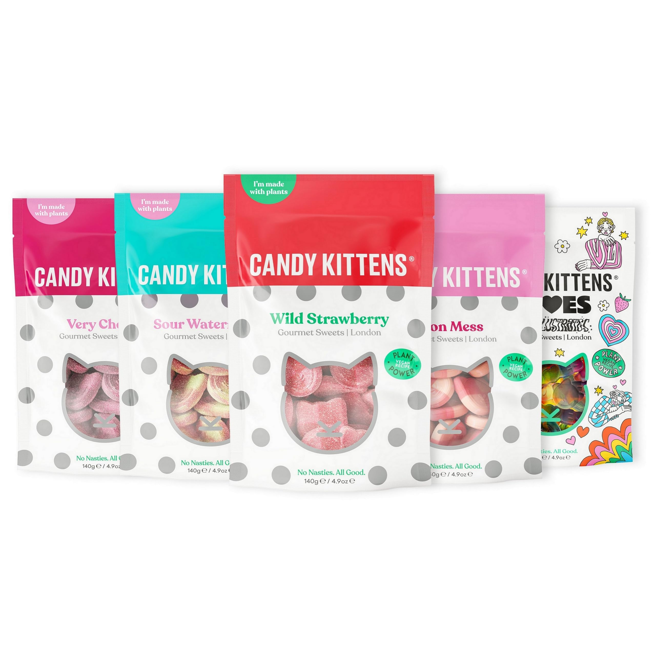 CANDY KITTENS Vegan Sweets CORE Selection - 5 x 140g Chewy Gummy Bundle 1