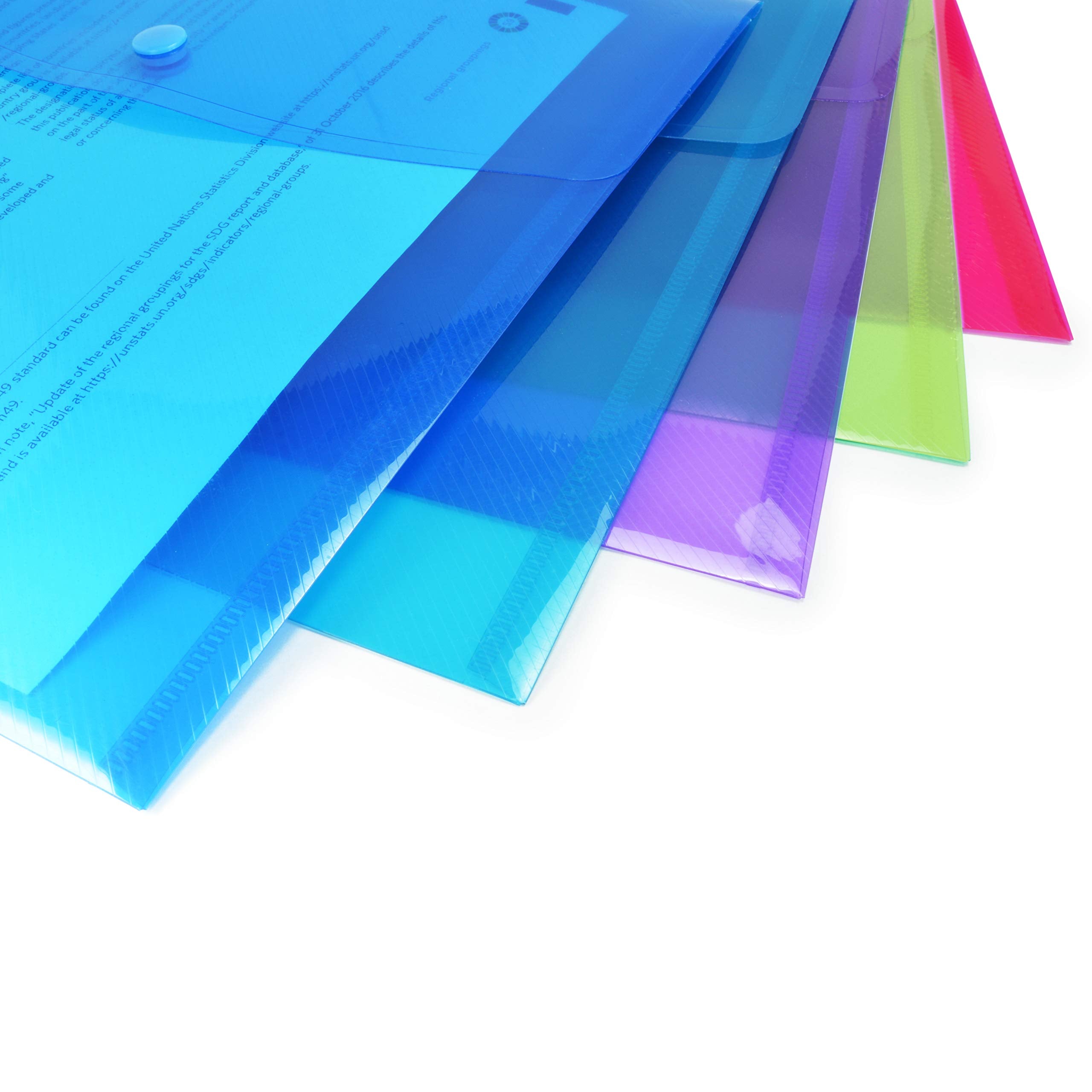 RAPESCO 1494 ECO Recycled Popper Wallets - A4+, Assorted Bright Transparent, Pack of 20 4