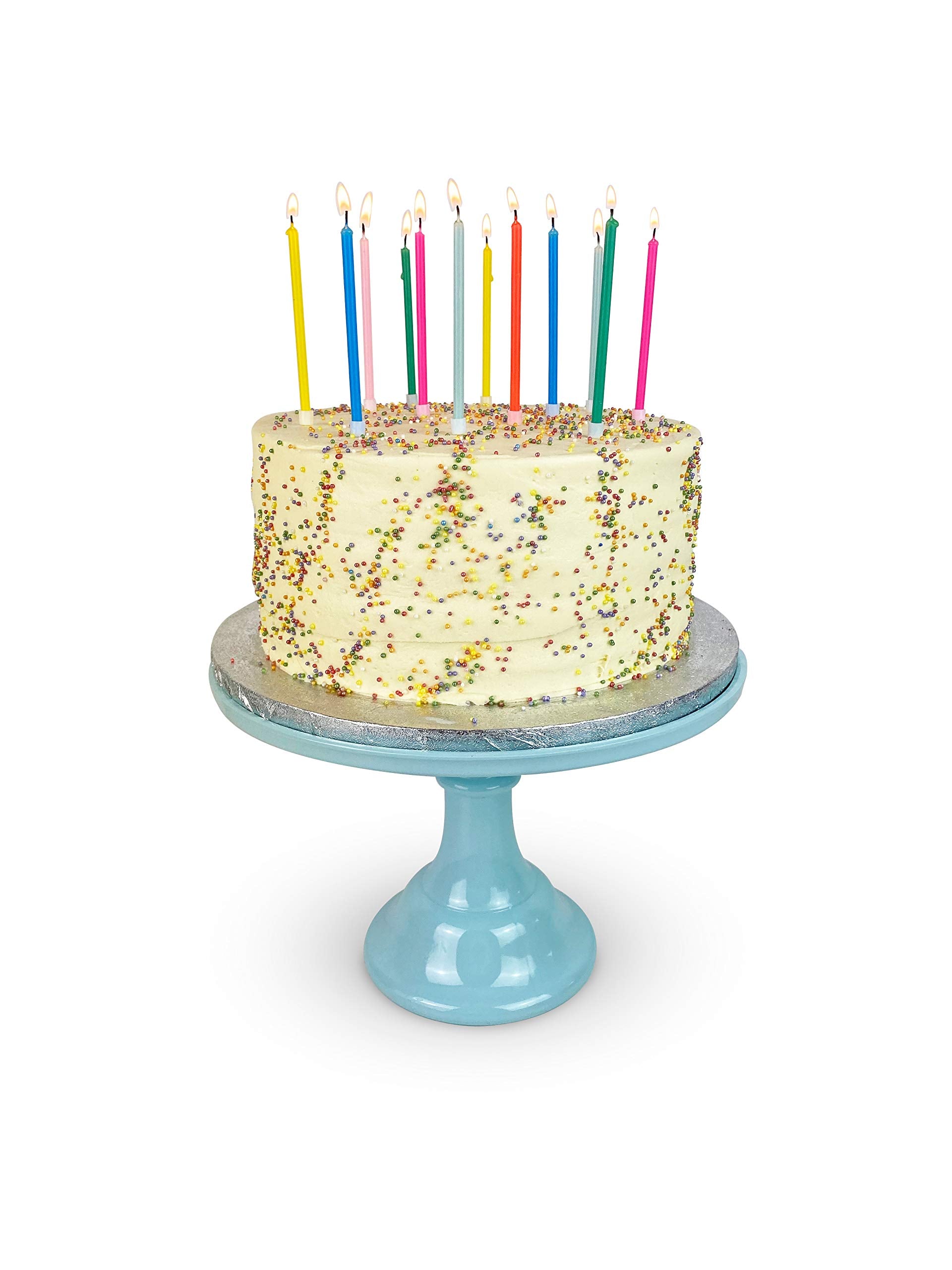 Talking Tables 16 x Colourful Birthday Candles with Holders | 10cm Tall Thin Cake Toppers in Rainbow Colours 3