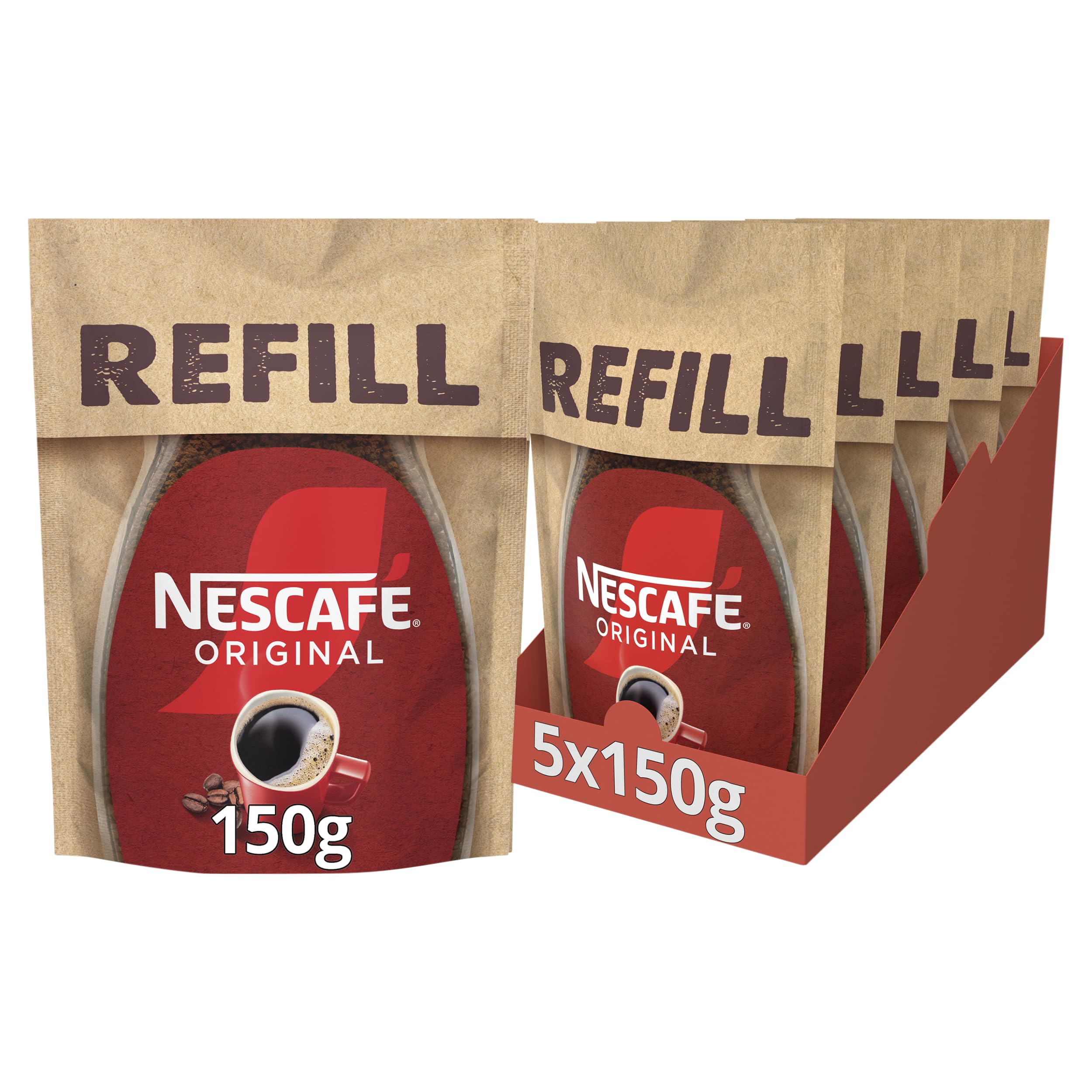 NESCAFÉ Original Instant Coffee Refill Pouch - Full & Bold Taste, 150g (Pack of 5) 1