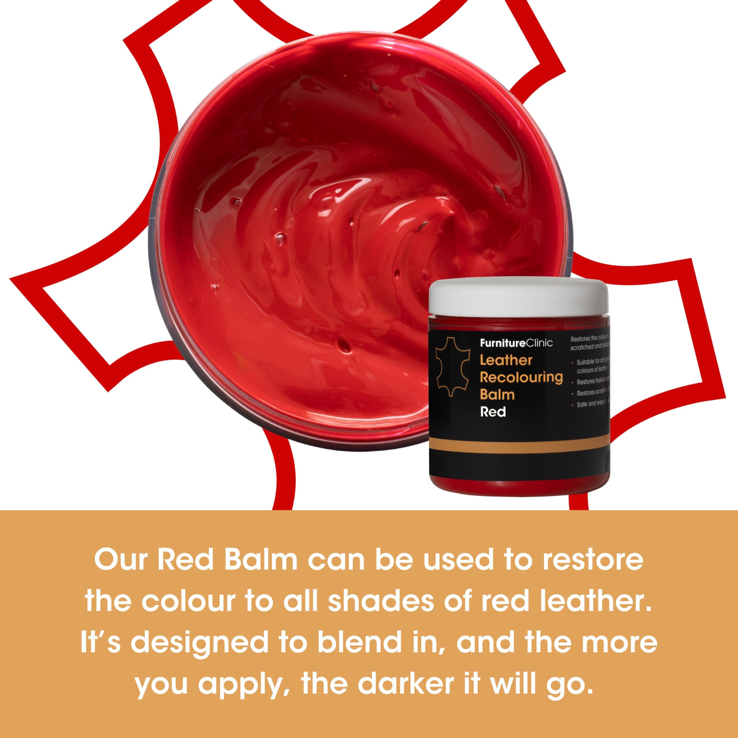 Furniture Clinic Leder-Neufärbebalsam – Rot (16 Farben erhältlich) für Sofas, Autositze, Schuhe und Kleidung 8