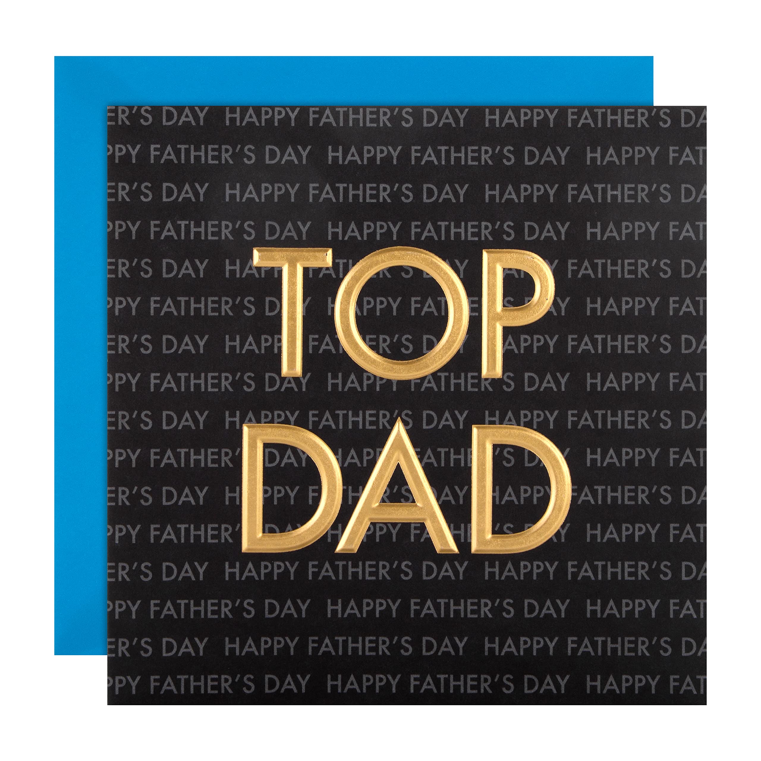 Hallmark Father's Day Card - Contemporary Text Design with Gold Foil & Embossing | 16cm x 16cm