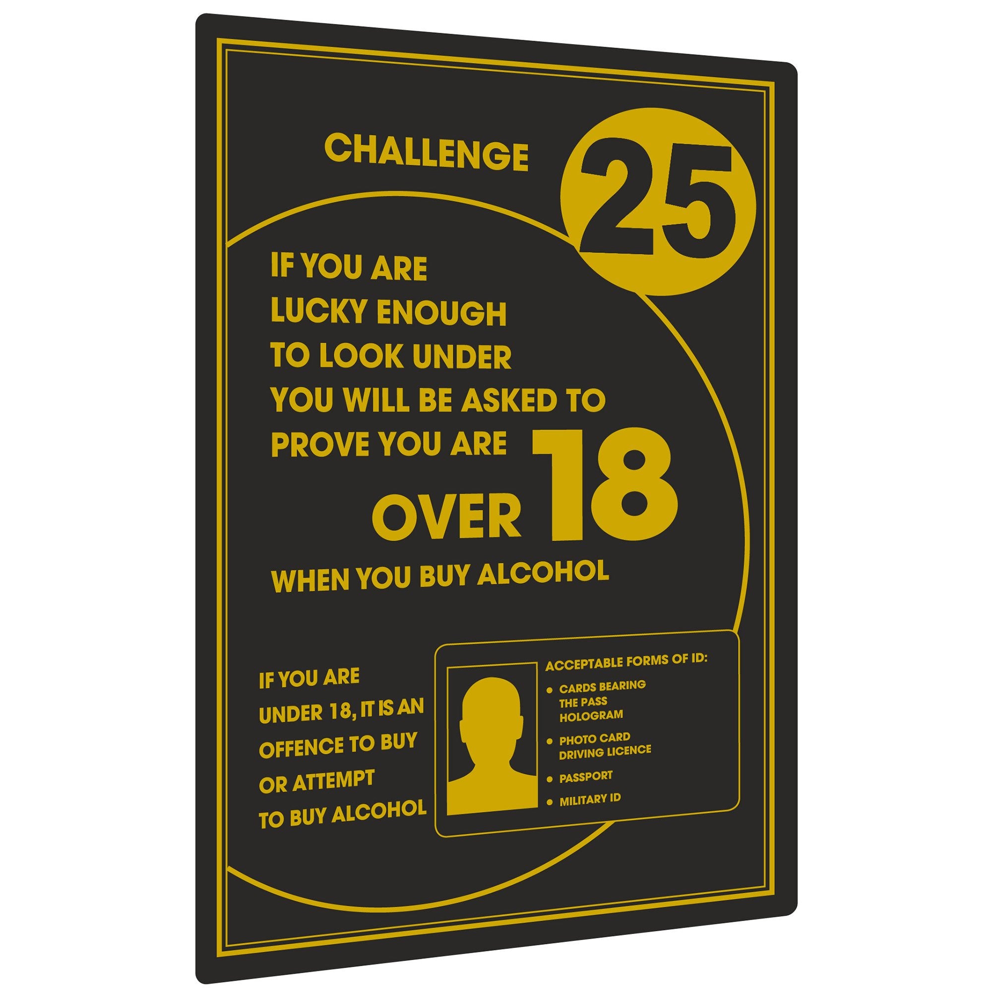 bar@drinkstuff Challenge 25 Underage Drinking Wall Sign - 24 x 36 Inches | Rigid Styrene | Wall Mountable 1