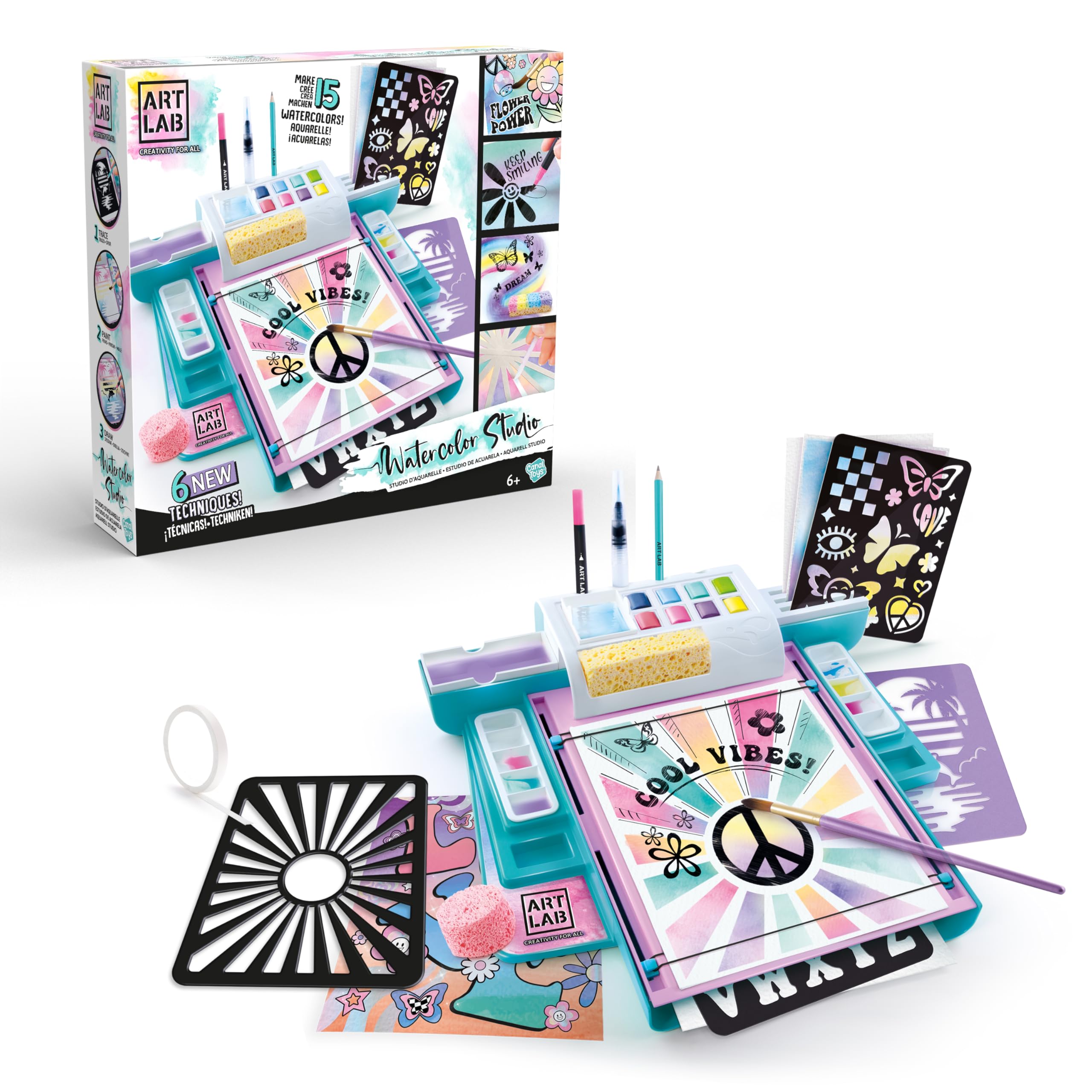 Art Lab Watercolour Studio - Compact Workstation | 8 Paints (Up to 15 Colors) | 15 Sheets Paper 1