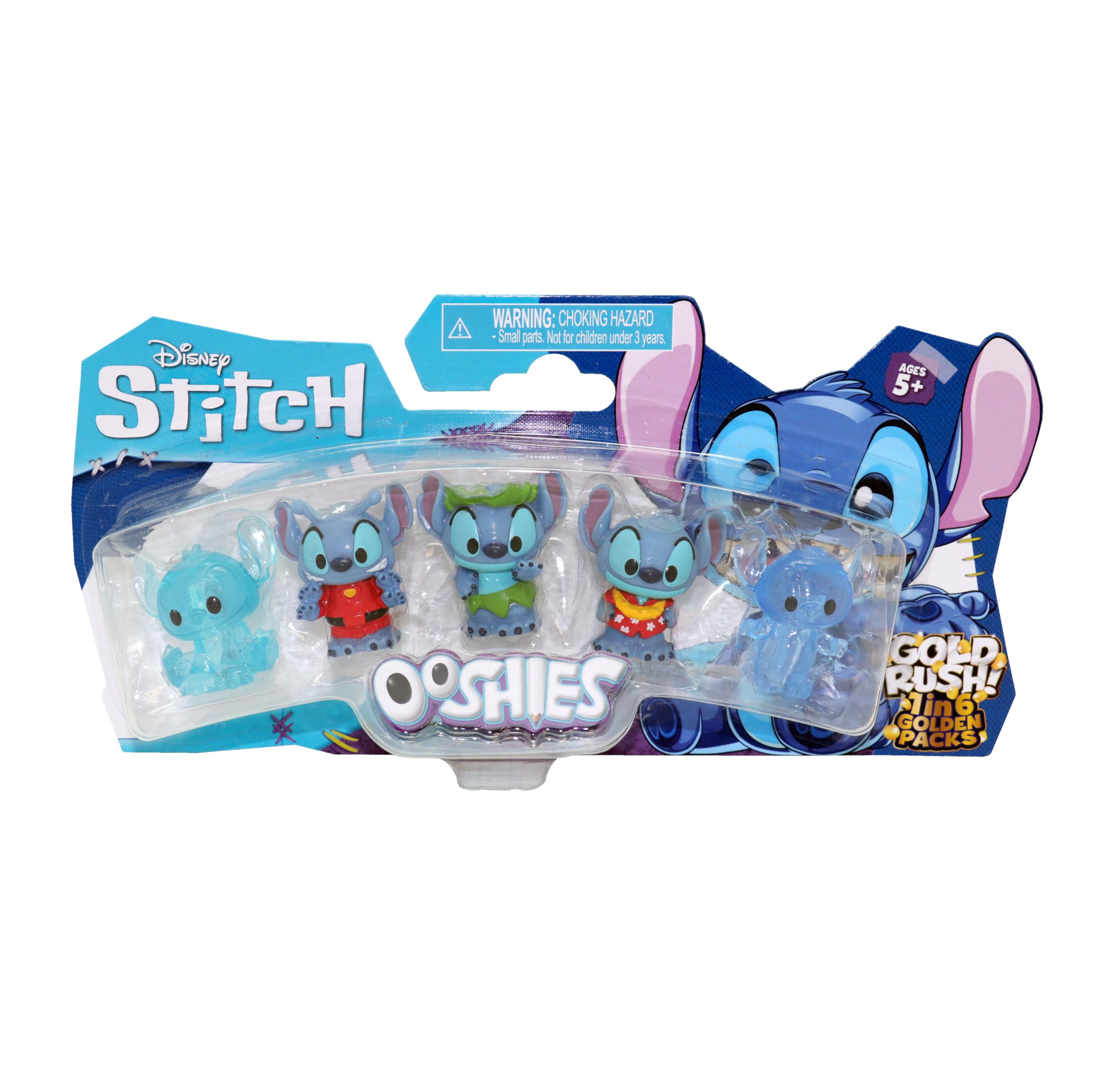 Ooshies Stitch Collectibles 5 Pack Pencil Toppers - Includes Rare Gold Pack Chance, Disney Character Figures, Ages 5+ 2