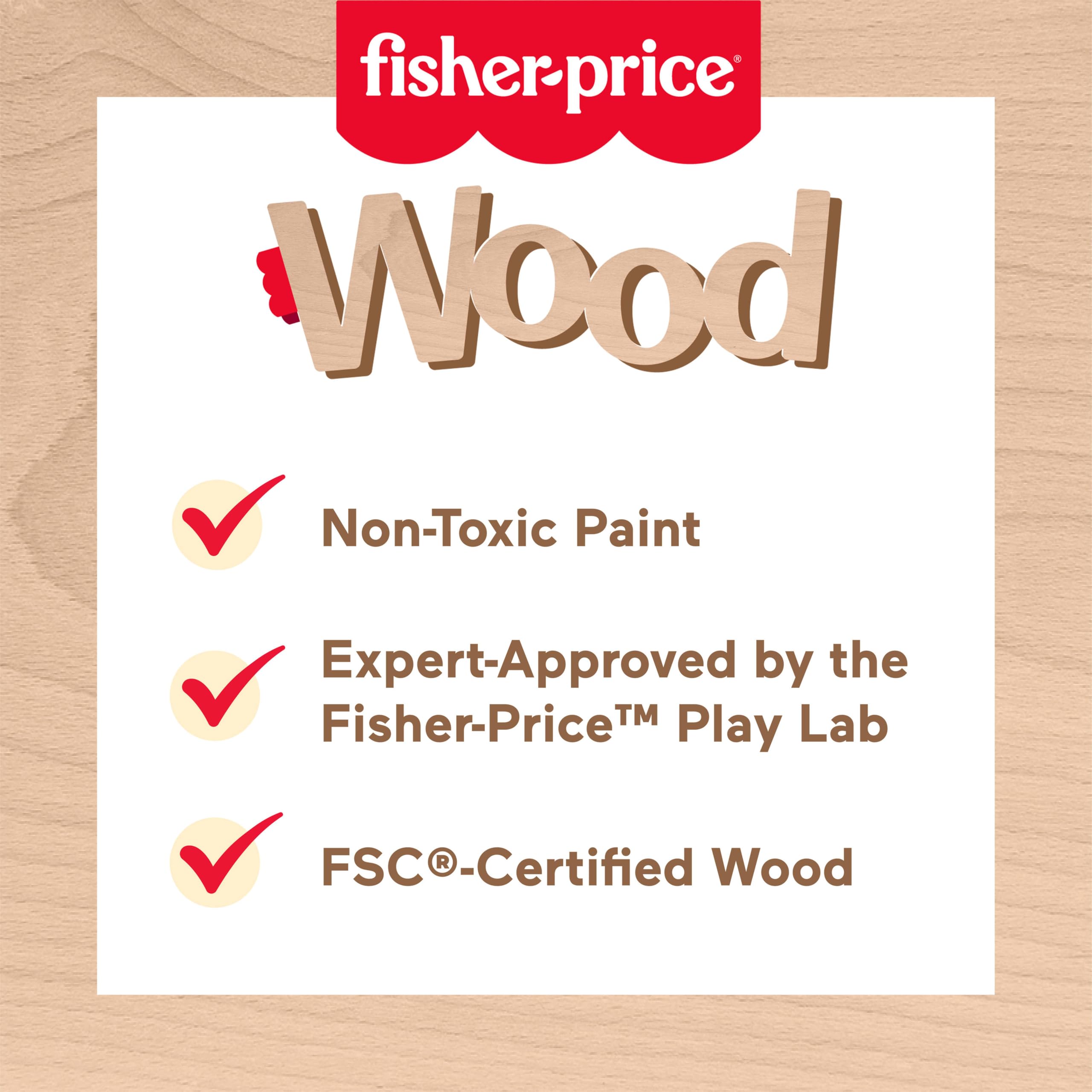 Fisher-Price Wooden Musical Table with Percussion Instruments for Toddlers Ages 2+ 3