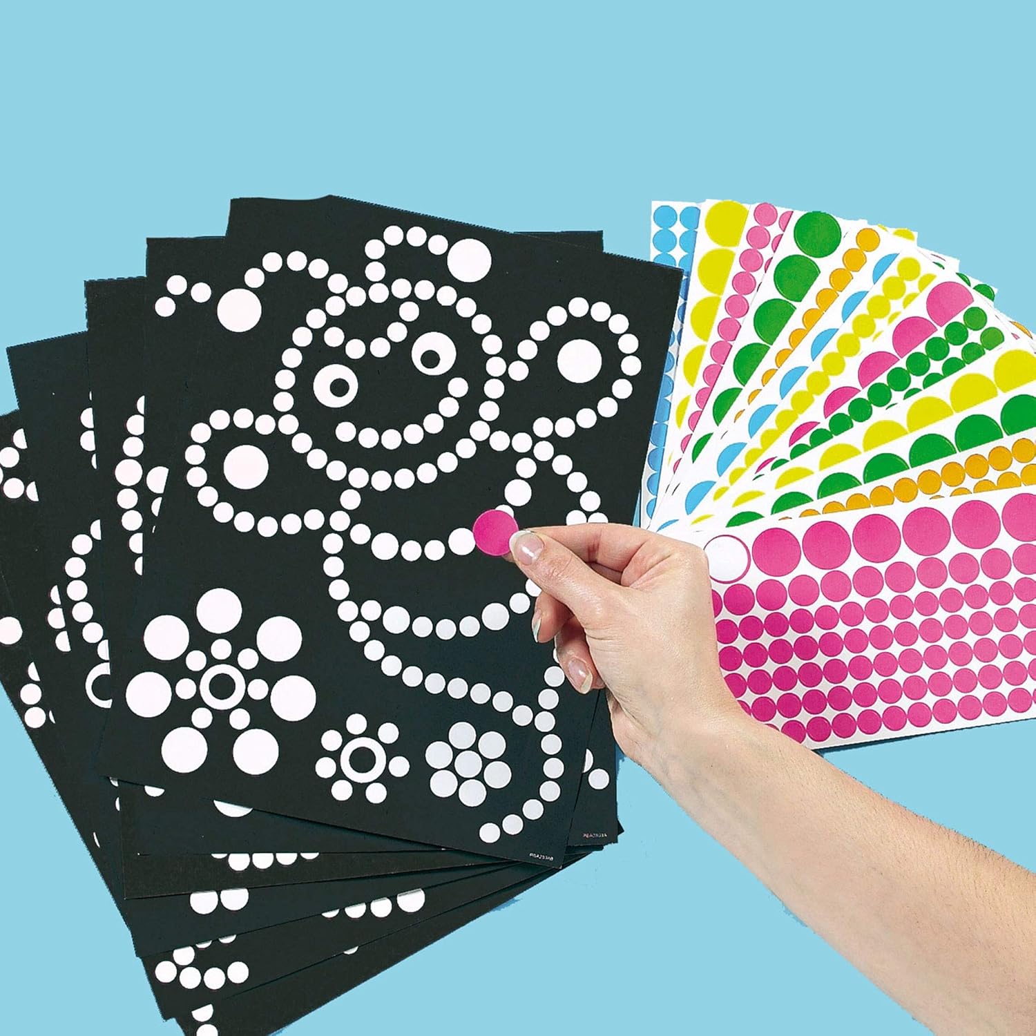 Baker Ross Dotty Sticker Art - Pack of 8 Windmill Craft Kits for Kids, Vinyl Sticker Sheets & Blank Pinwheels, 39cm 2