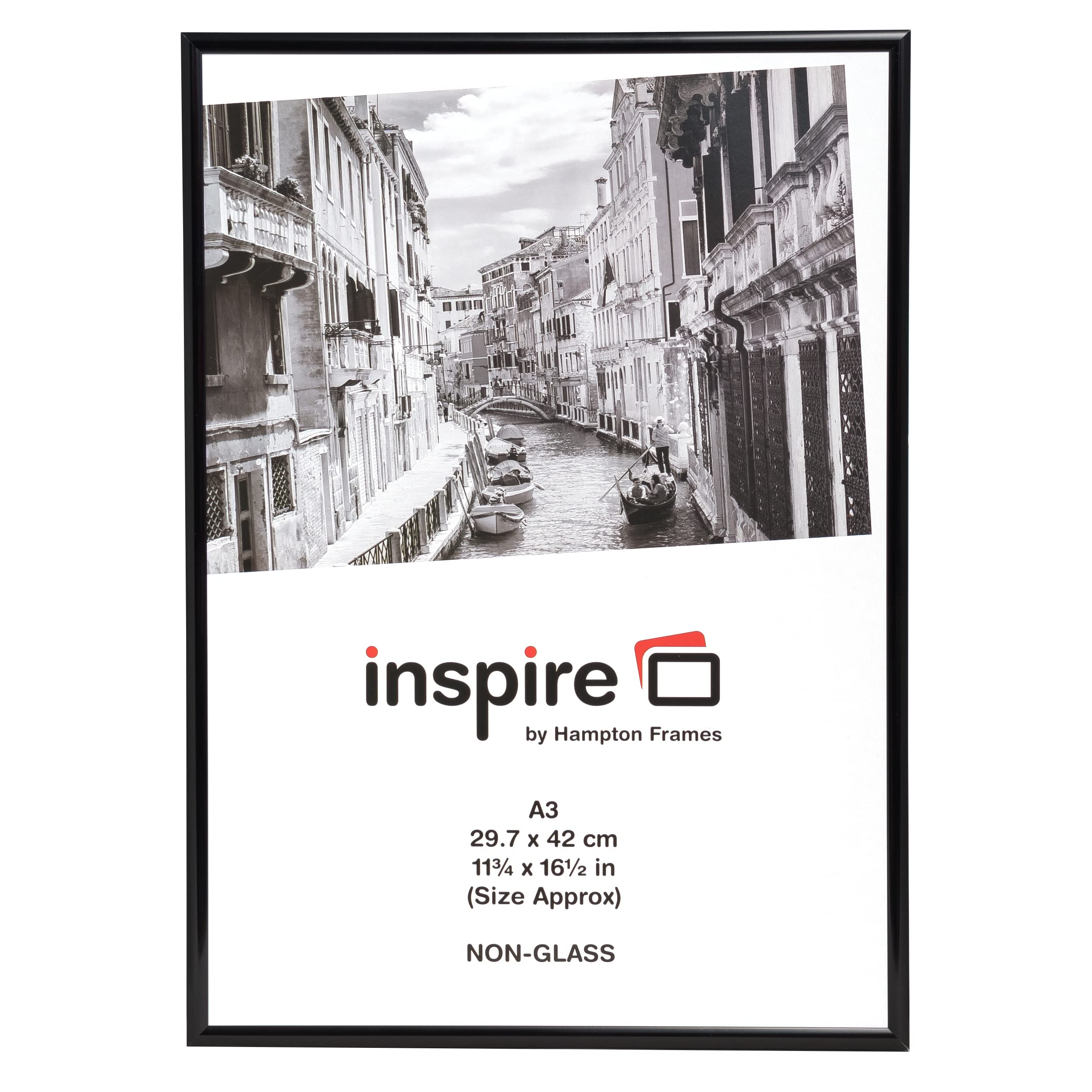 Hampton Frames BACKLOADER Poster Certificate Photo Frame - Black A3 (30x42cm) Plexi Front 1