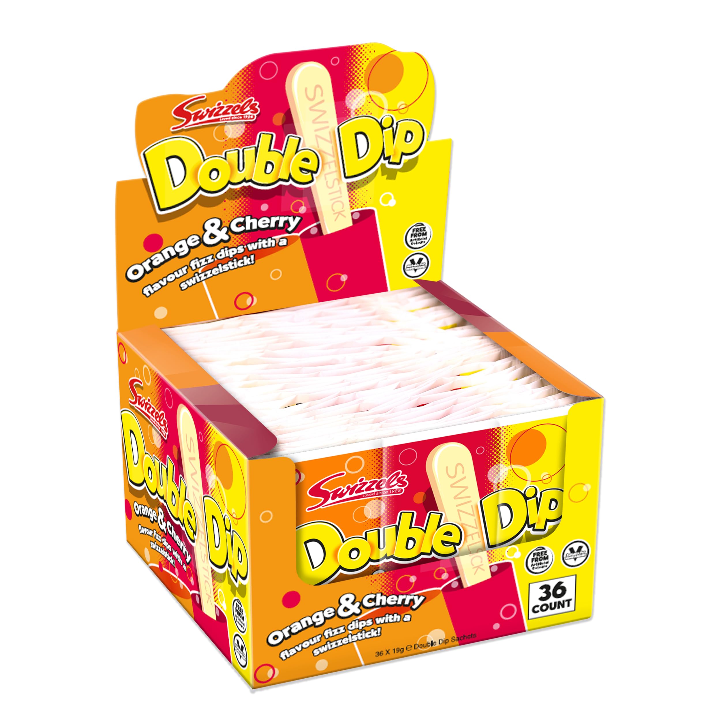 Swizzels Orange and Cherry Double Dip Sherbet Sweets - 36 Sachets (Fizzy Sherbet Dip, No Artificial Colours, Made in UK) 7