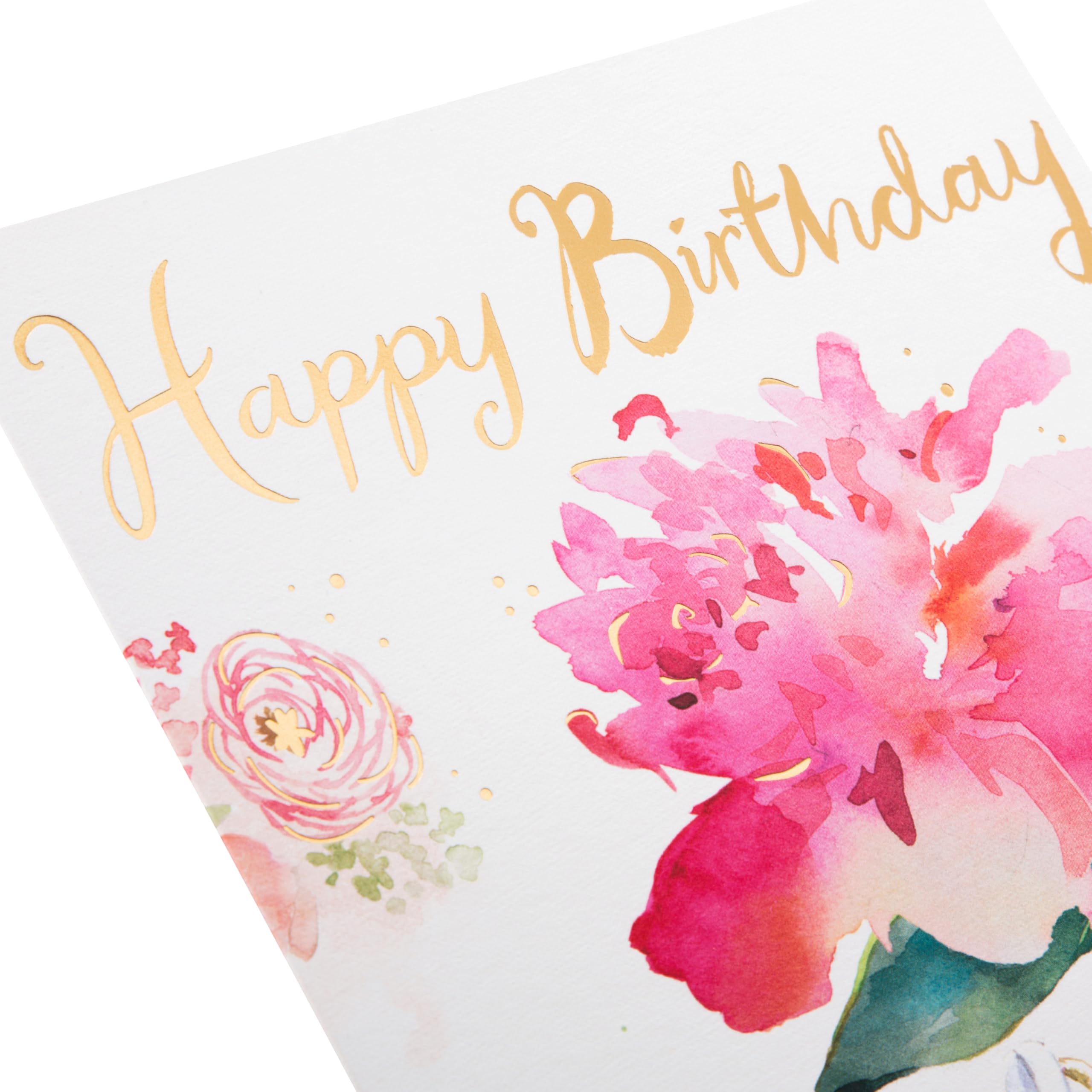 Hallmark Birthday Card - Classic Watercolour Floral Design for Women | Gold Foil Details | 22.8cm x 15.9cm 5