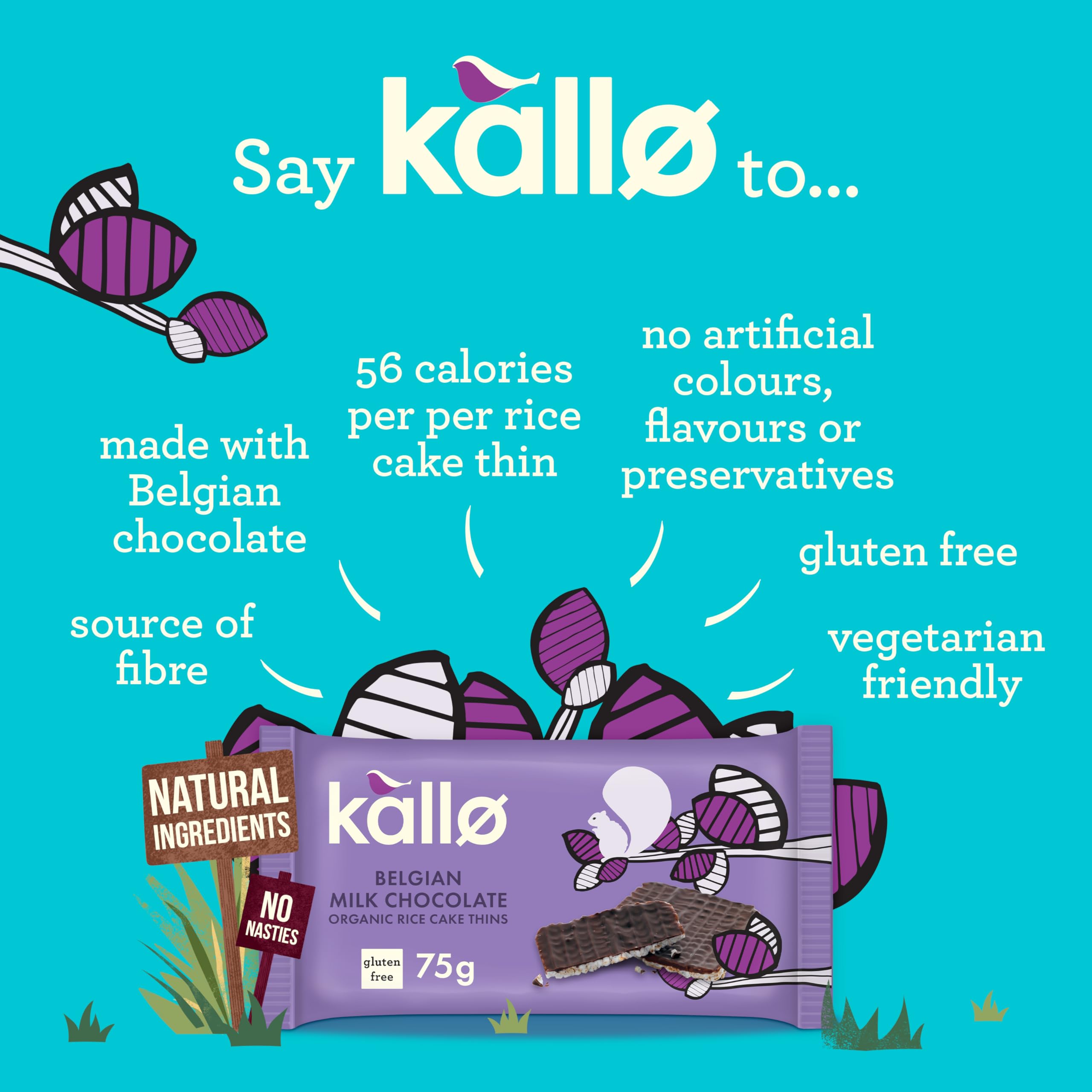 Kallo Organic Belgian Milk Chocolate Thins Rice Cake | Gluten Free | 75g 2