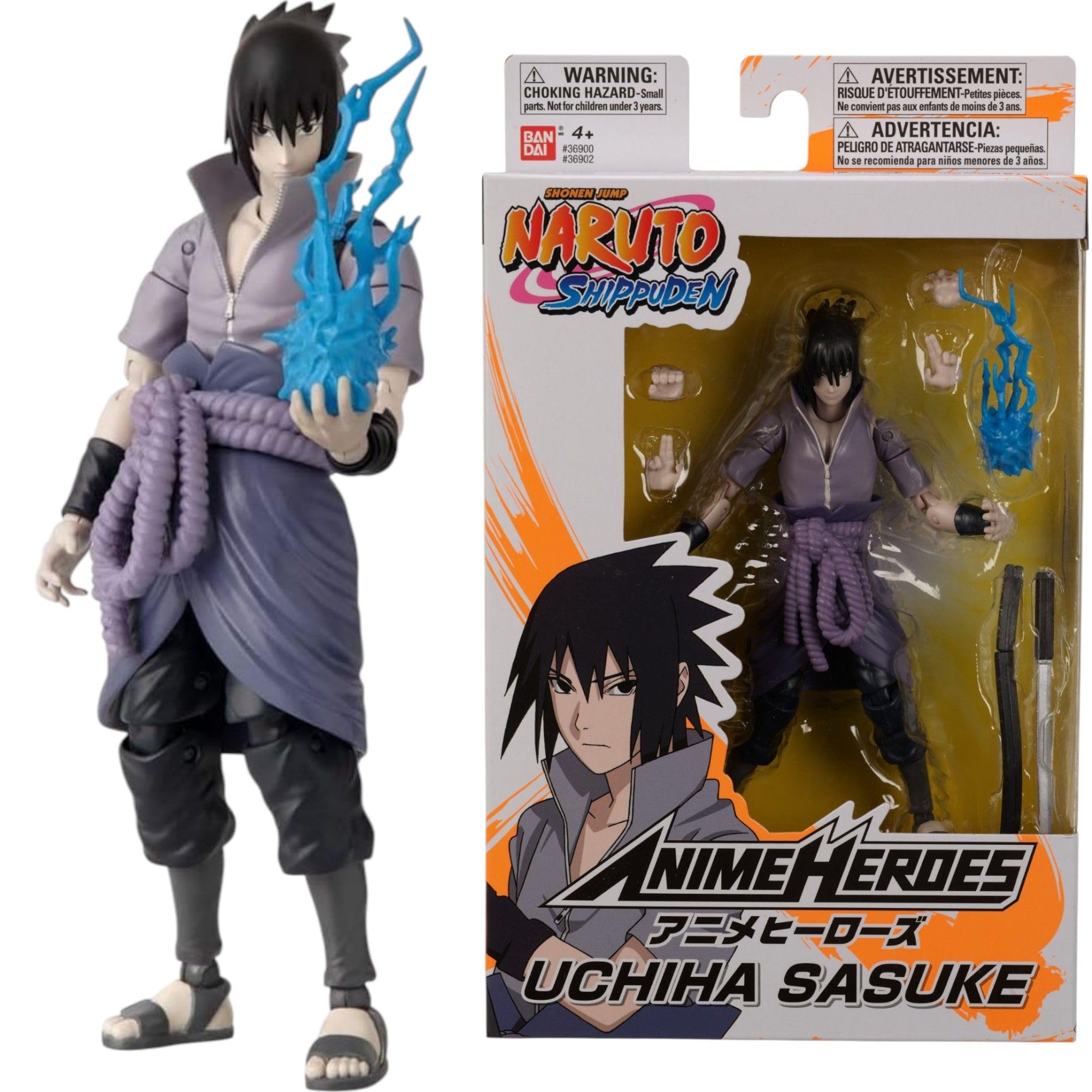 BANDAI Naruto Anime Heroes Sasuke Uchiha Action Figure - 17cm, 17 Points of Articulation