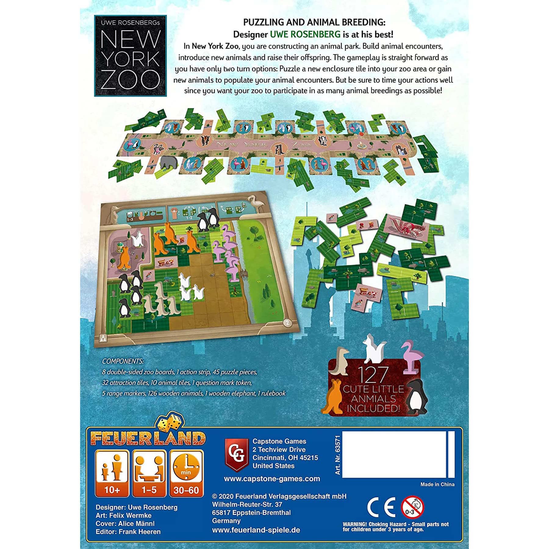 Capstone Games New York Zoo Board Game | Strategy | 1-5 Players | 30 Min Playtime 3
