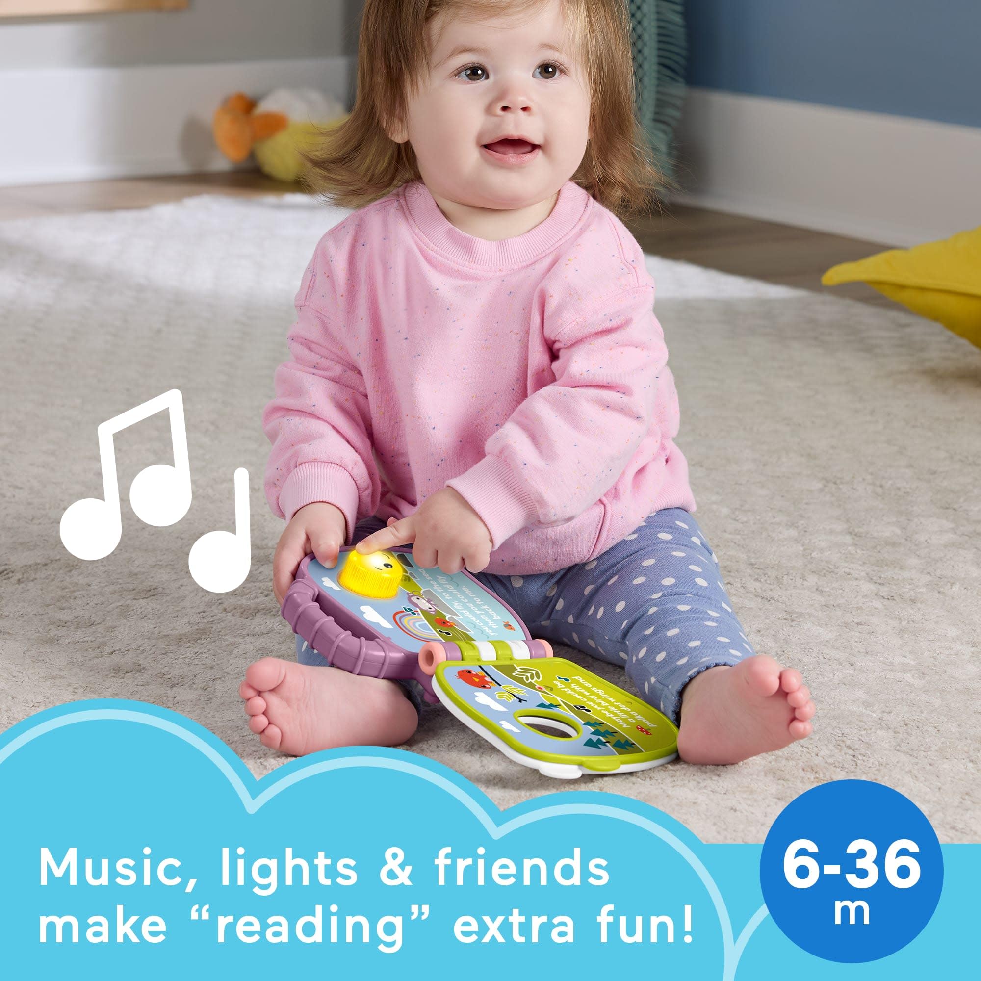 Fisher-Price Purple Monkey Musical Storybook - Lights, Sounds & Song for Babies 6M+ 4