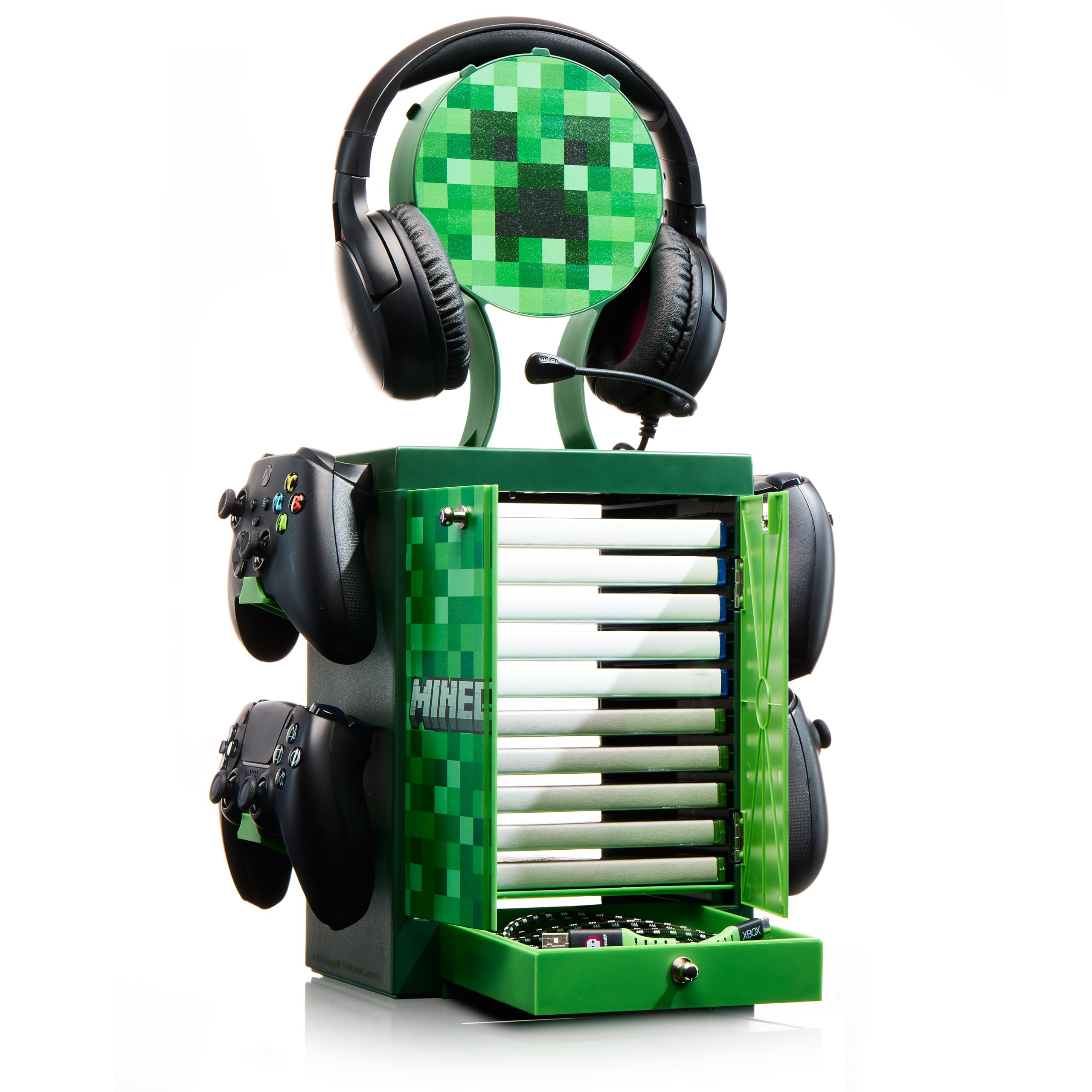 Minecraft Creeper Gaming Locker & Storage Stand by Numskull – Holds 10 Games, 4 Controllers 4