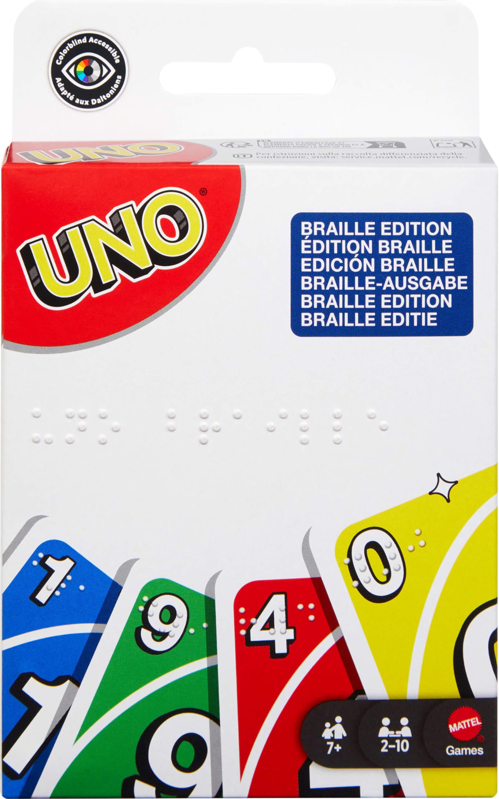 Mattel Games UNO Braille Card Game | 112 Cards + 8 Translation Cards | Ages 7+ 1