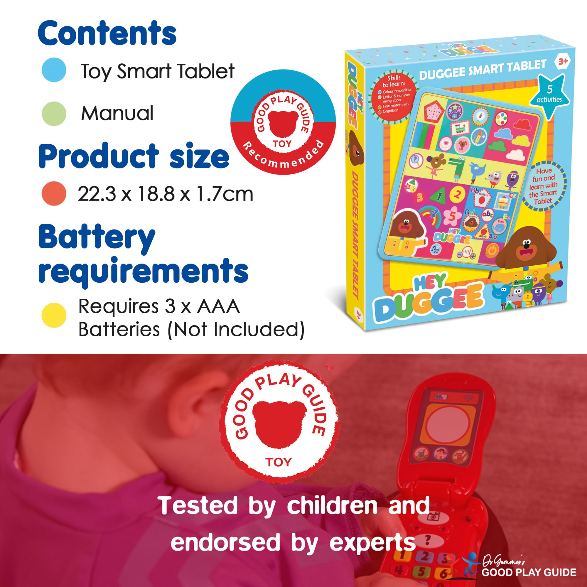 Hey Duggee HD21 Smart Tablet Toy for Kids - Learning Colours, Shapes, Numbers | Ages 3+ 5