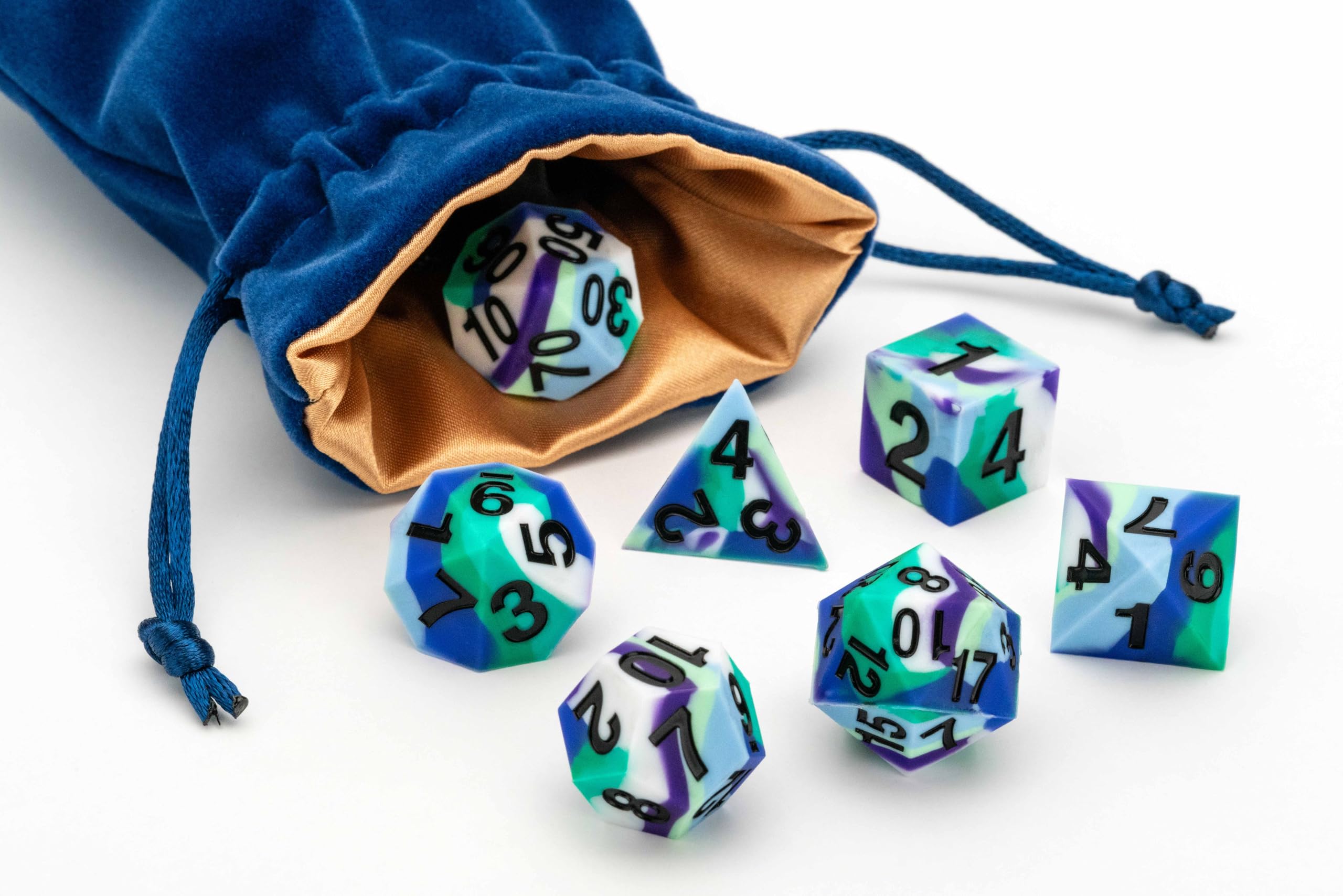 Metallic Dice Games FanRoll 16mm Pride Sharp Edge Silicone Rubber Polyhedral Dice Set 4