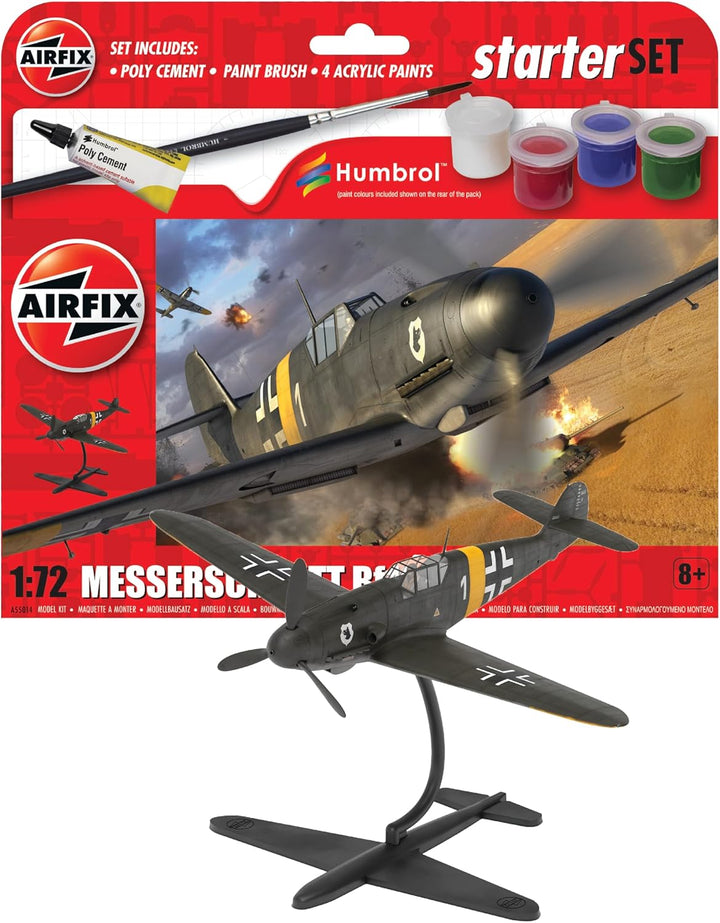 Airfix Starter Set - Messerschmitt Bf109F-4 Model Building Kit for Ages 8+
