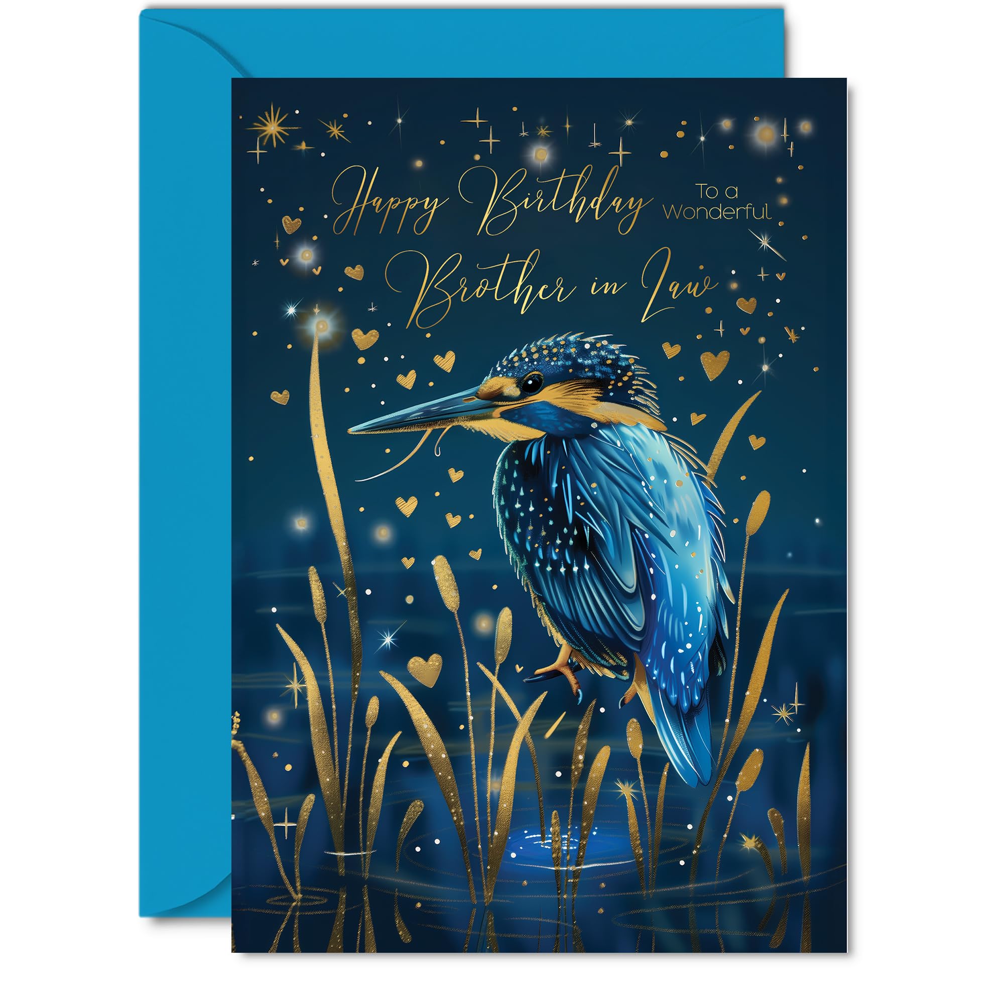 Giftzie Beautiful Gold Birthday Card for Brother in Law | 360 Micron Cardstock | 127mm x 178mm 1