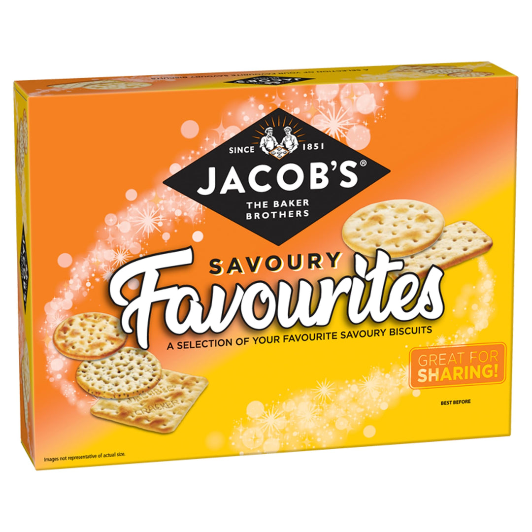 Jacob's Savoury Favourites Selection Box - Assorted Savoury Crackers for Cheese, 200g