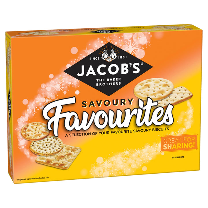 Jacob's Savoury Favourites Selection Box - Assorted Savoury Crackers for Cheese, 200g