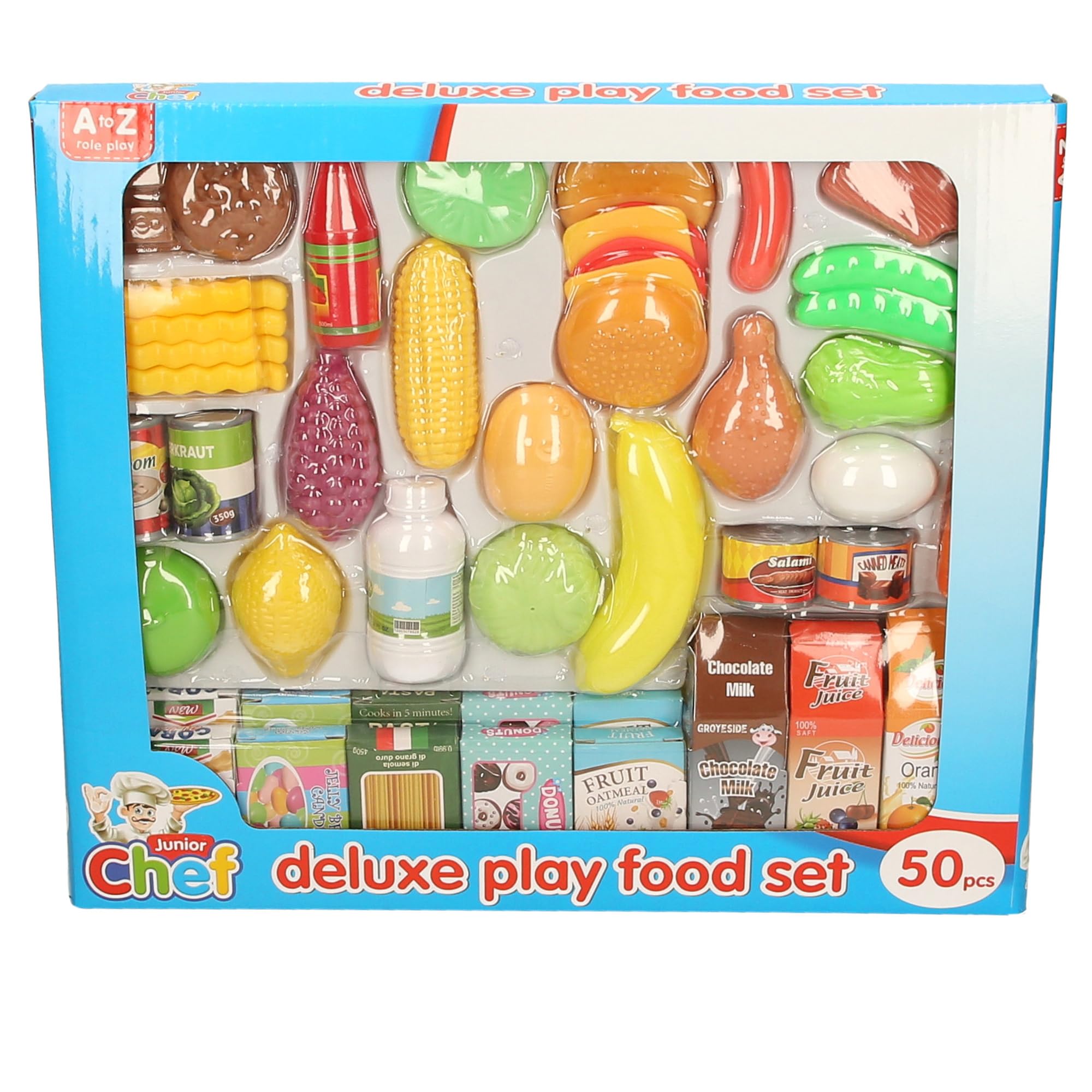 Junior Chef Deluxe Play Food Set - 50 Pieces, Educational Role Play Toys for Children 1