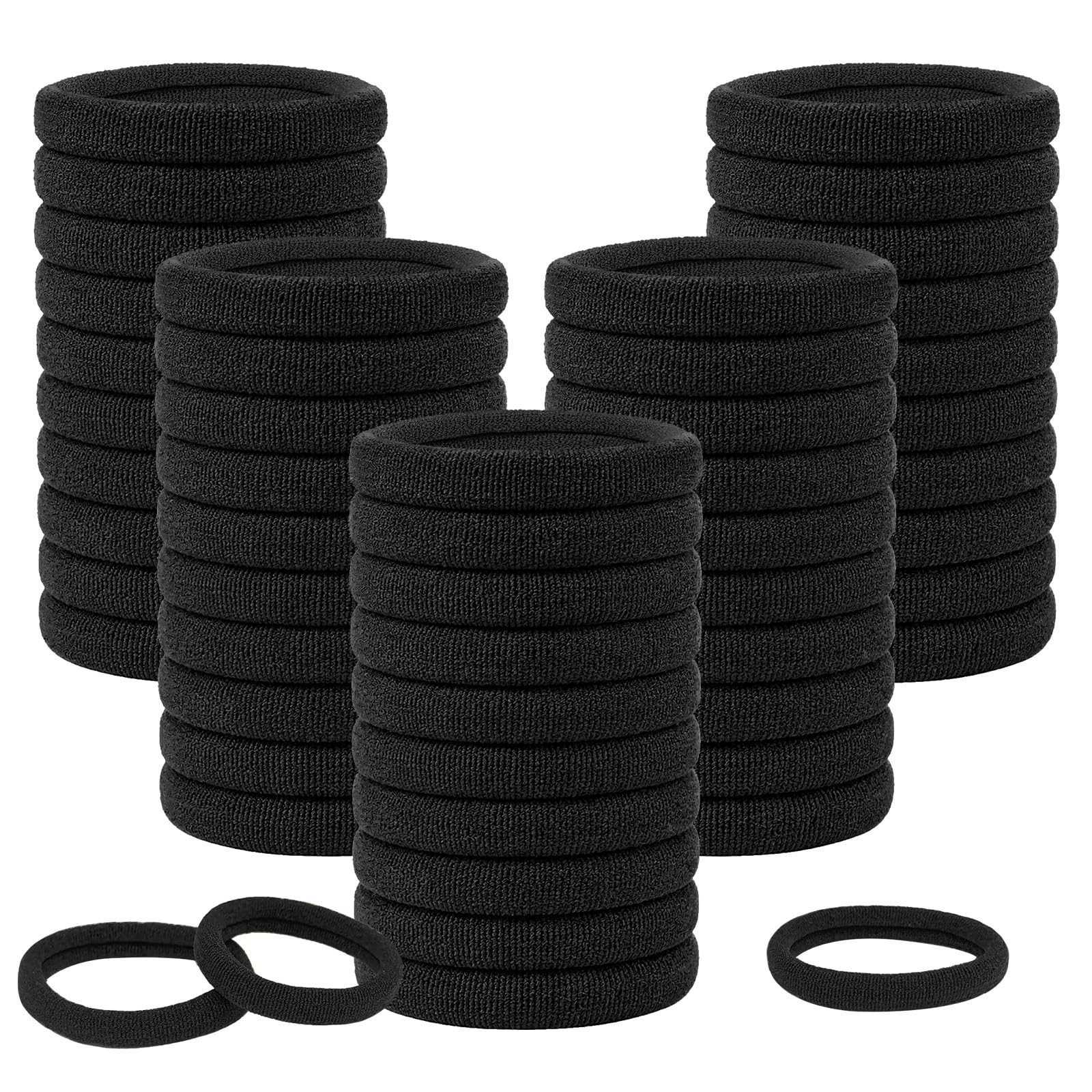 Admygo Elastic Hair Ties - 50 Pack Seamless Thick Hair Bands | High Elasticity Fabric