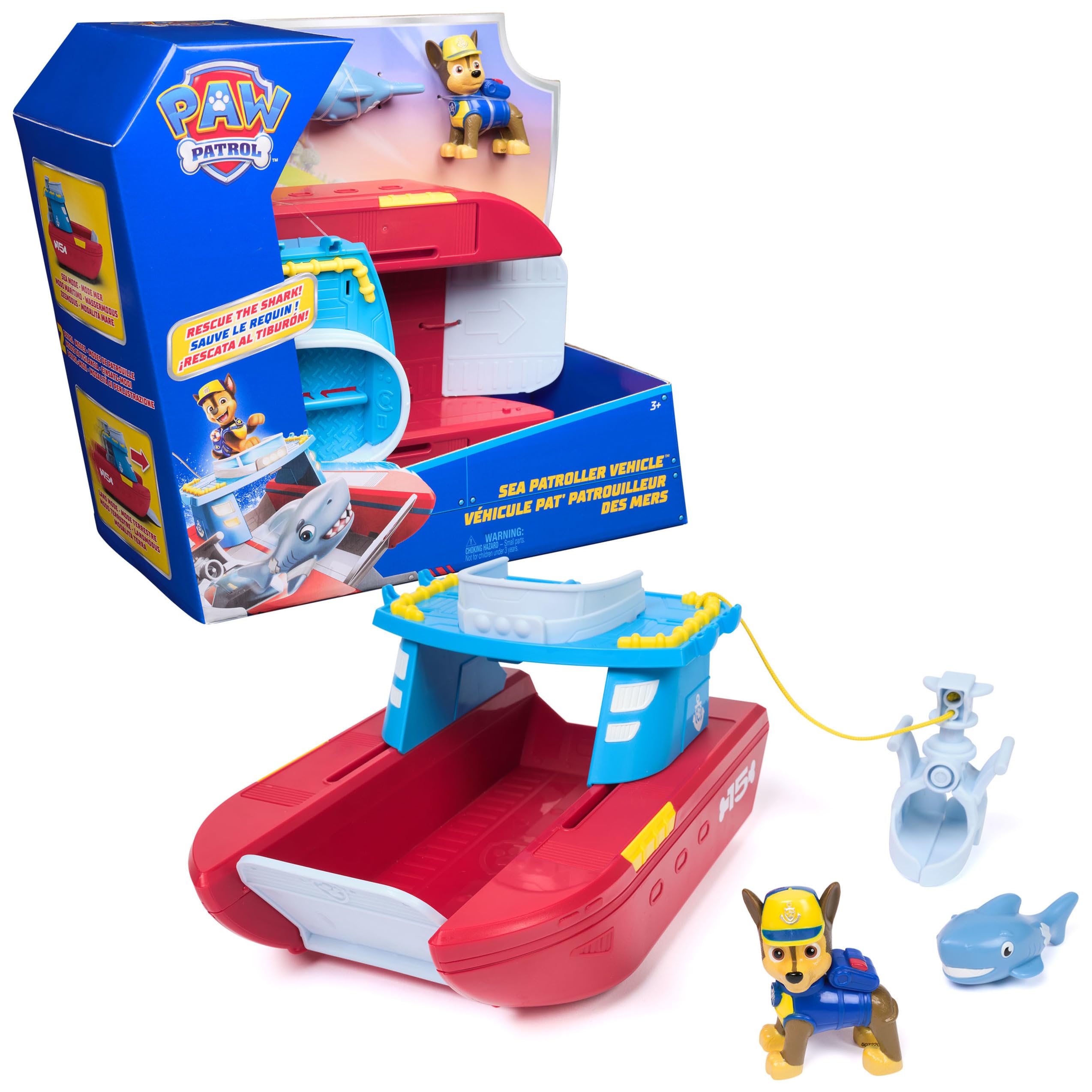 Paw Patrol Sea Patroller Vehicle with Chase and Shark Figure | 2 Patrol Modes | Multicolor 1
