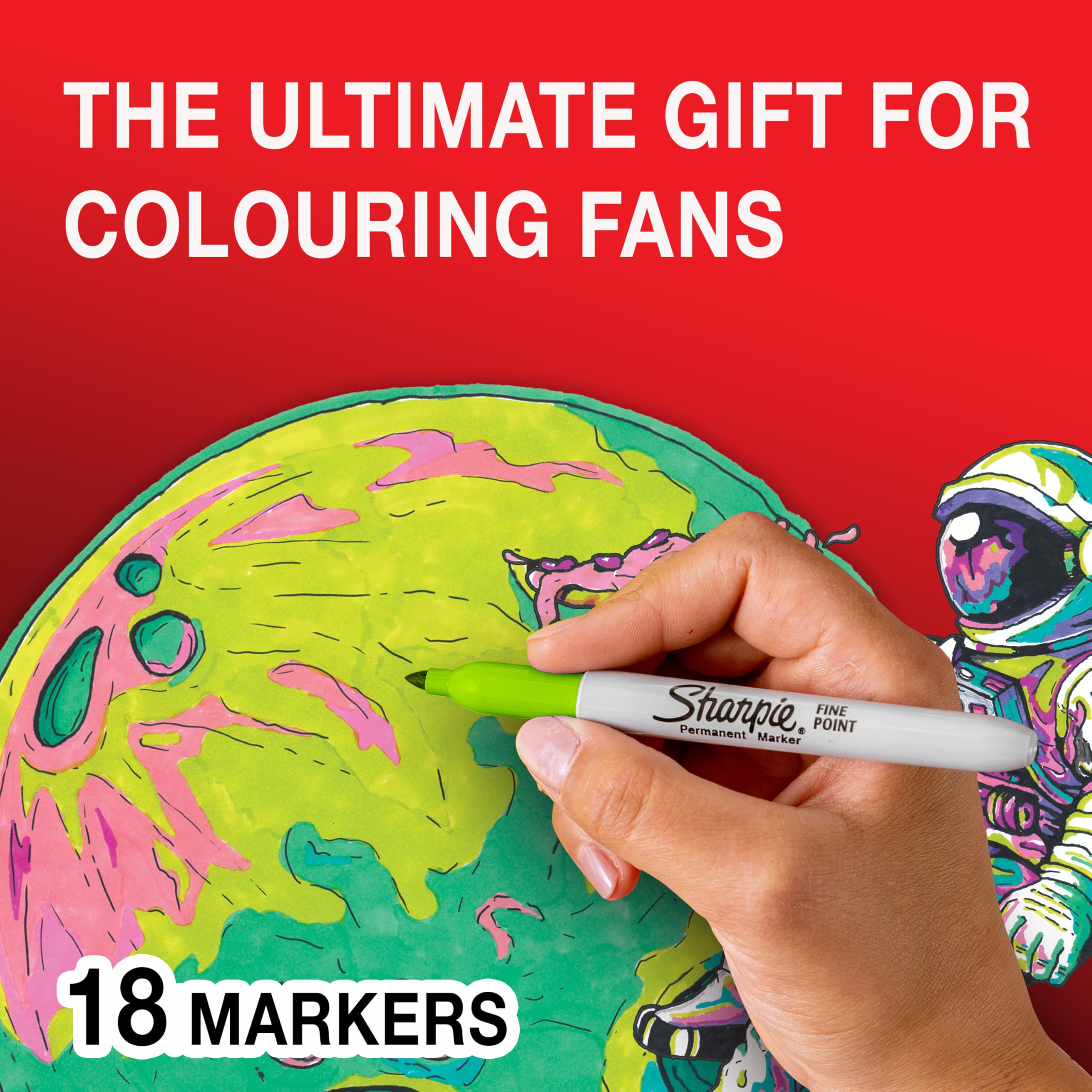 Sharpie Permanent Marker Pens - Limited Edition Colouring Set | 18 Count Fine Tip