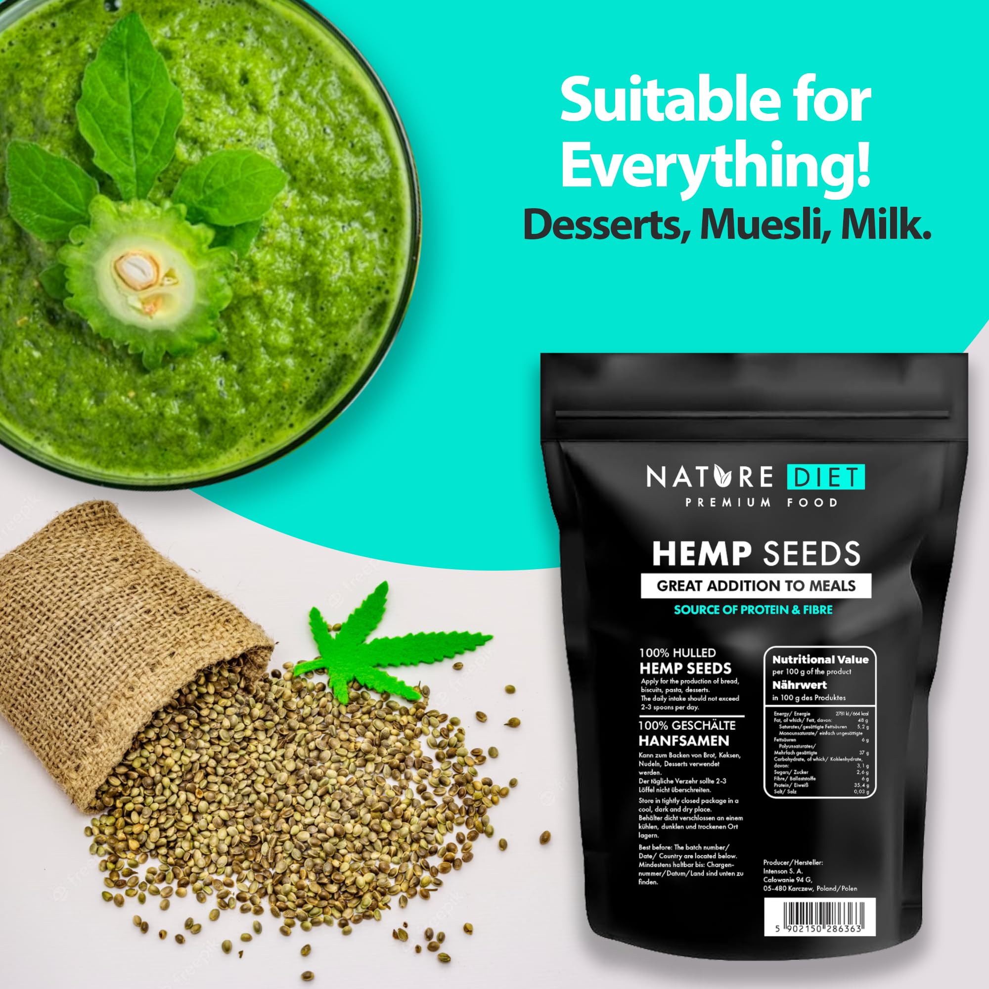 Nature Diet Hulled Hemp Seeds - 1000g Pack | High Protein & Fiber | Vegan & Gluten-Free 6